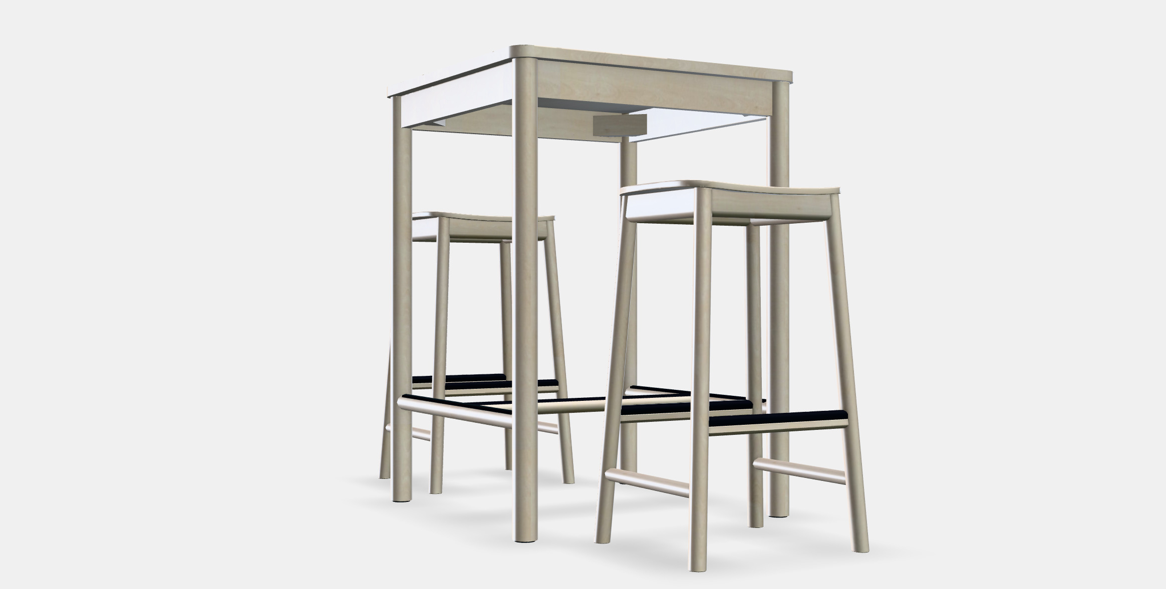 RONNINGE - RONNINGE Bar table and 2 bar stools Low-poly 3D model_10