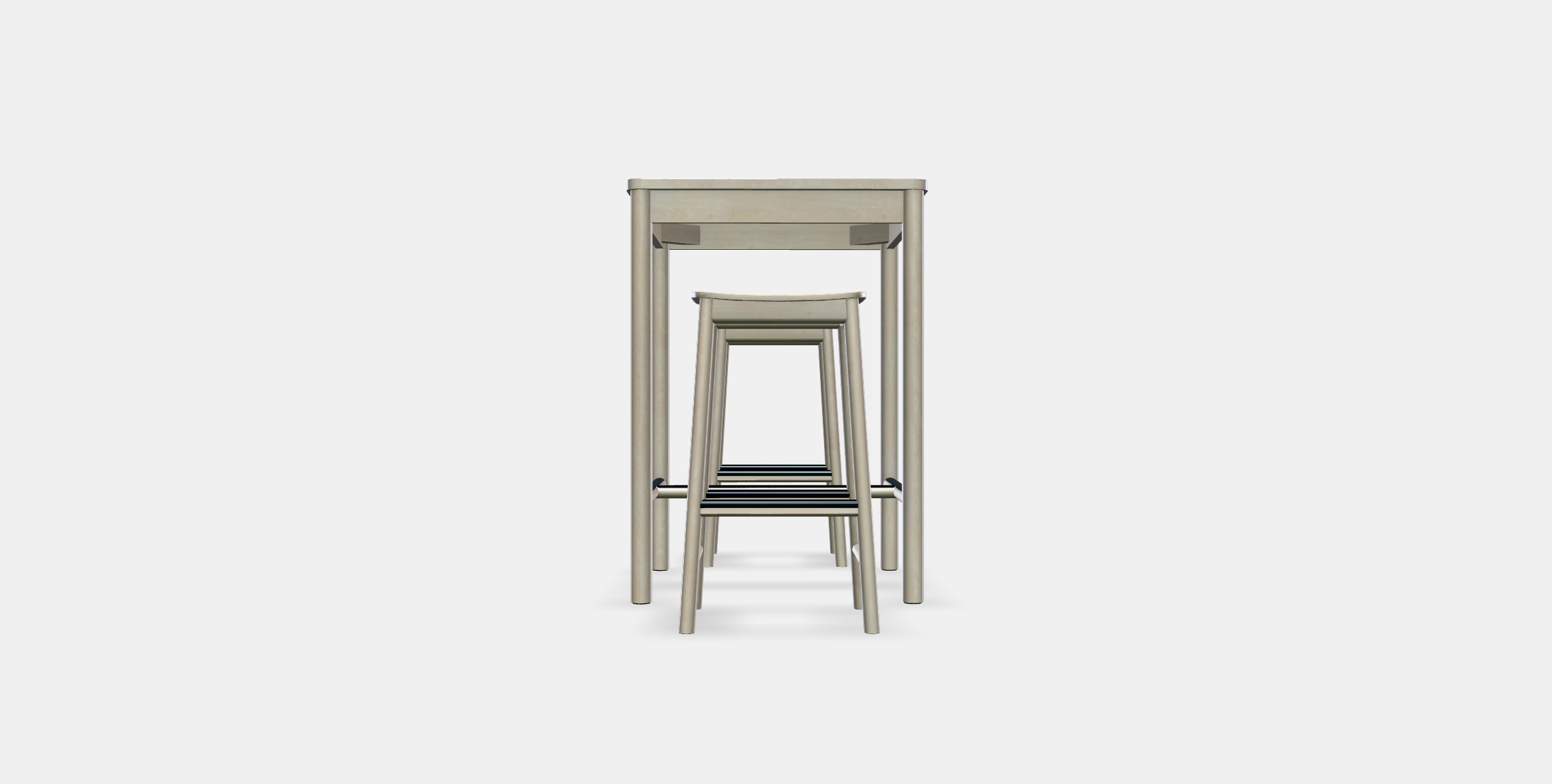RONNINGE - RONNINGE Bar table and 2 bar stools Low-poly 3D model_9