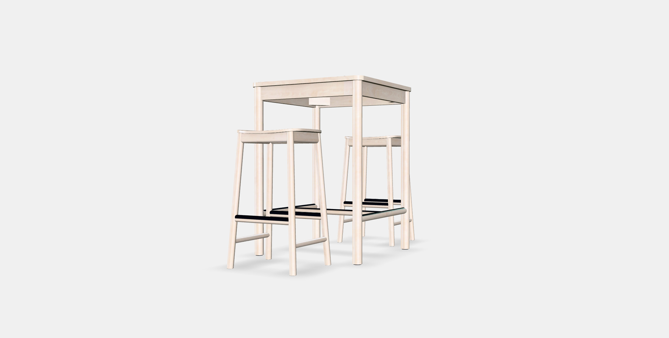 RONNINGE - RONNINGE Bar table and 2 bar stools Low-poly 3D model_6