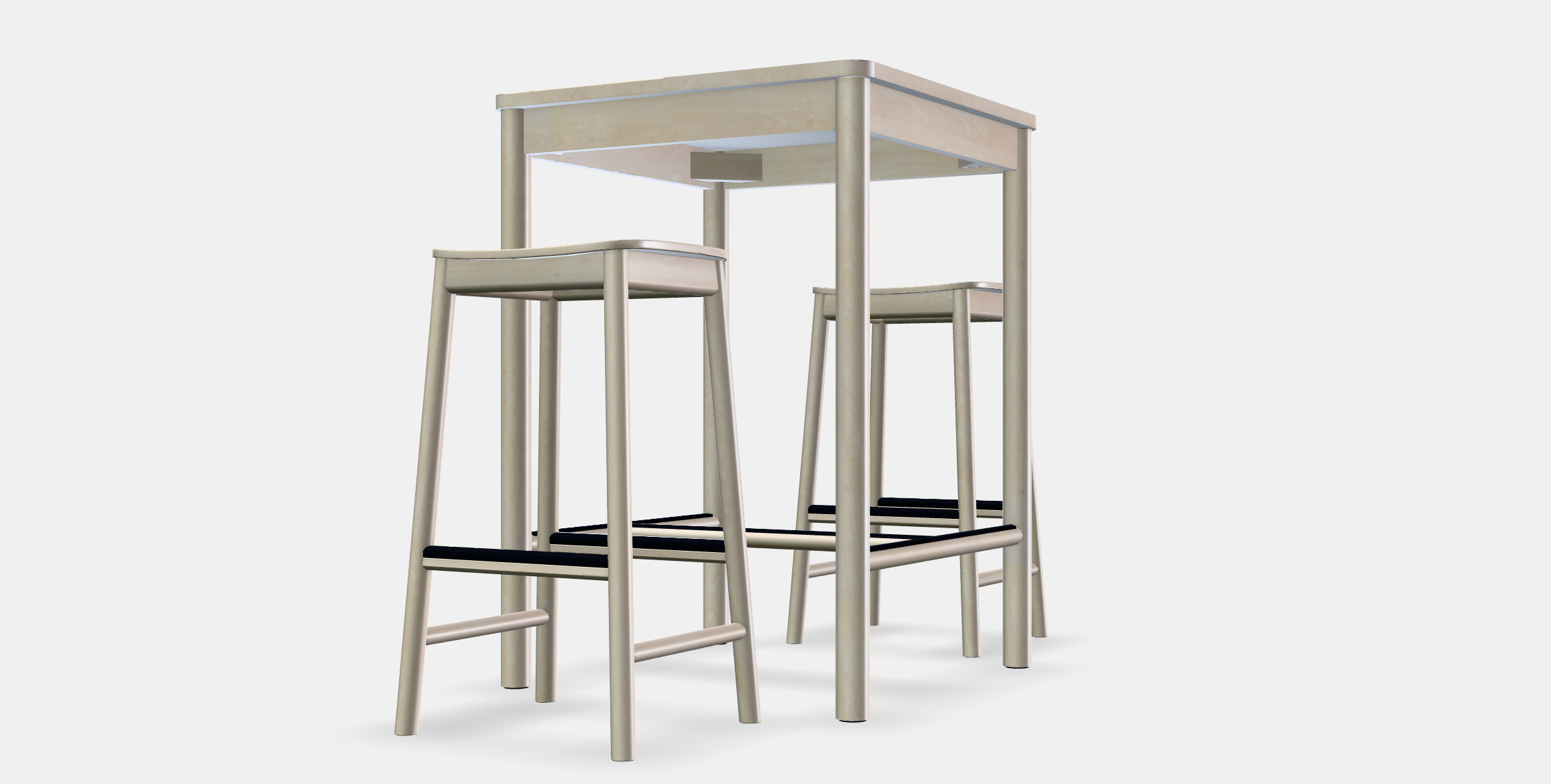 RONNINGE - RONNINGE Bar table and 2 bar stools Low-poly 3D model_13