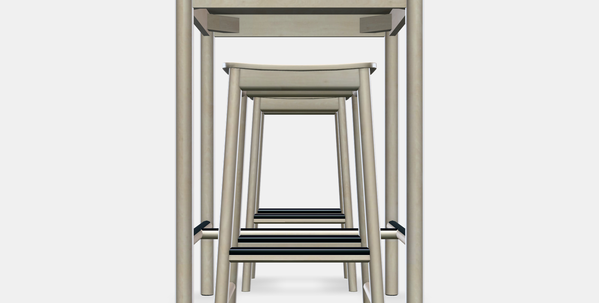 RONNINGE - RONNINGE Bar table and 2 bar stools Low-poly 3D model_11