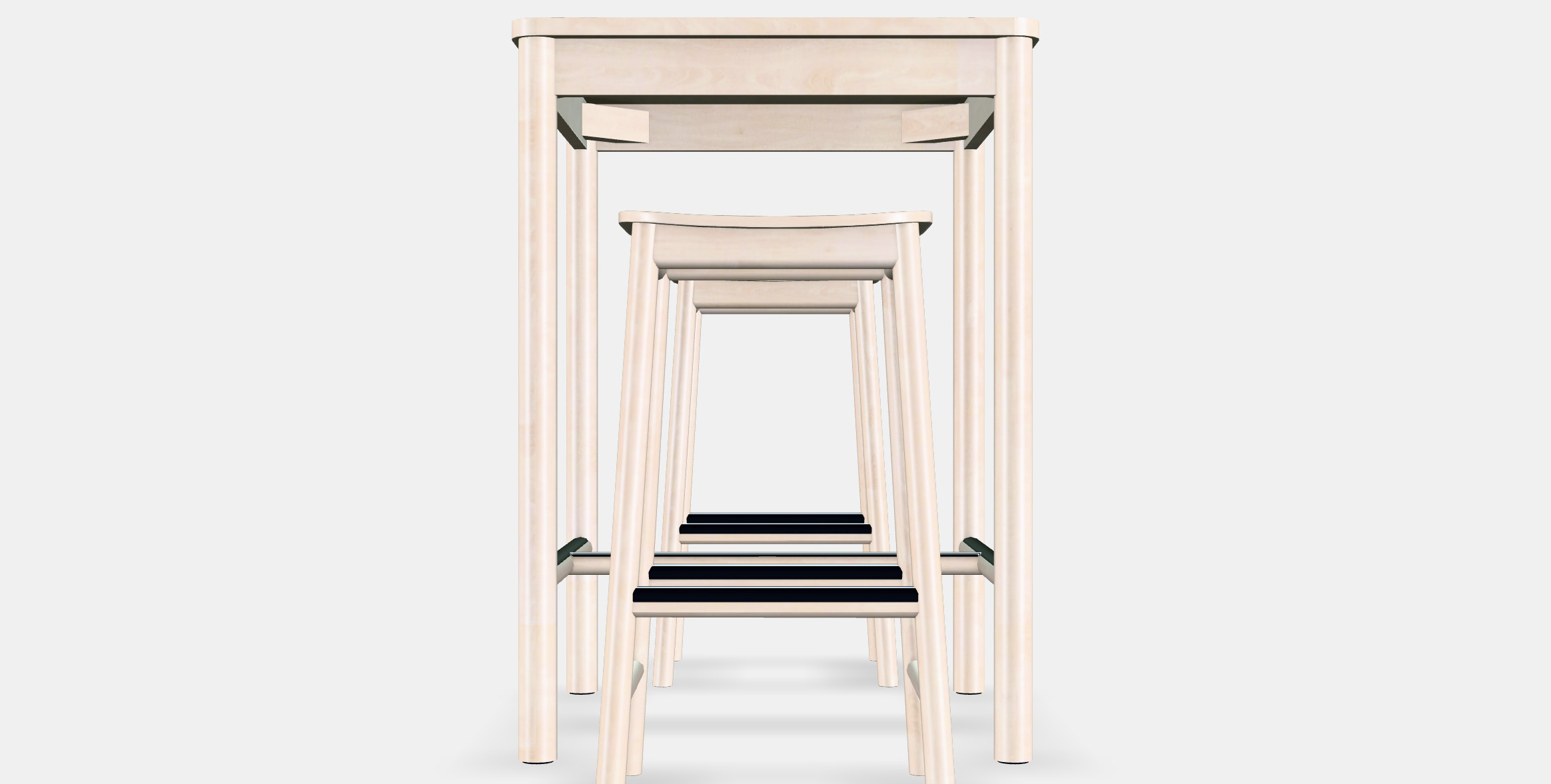 RONNINGE - RONNINGE Bar table and 2 bar stools Low-poly 3D model_15