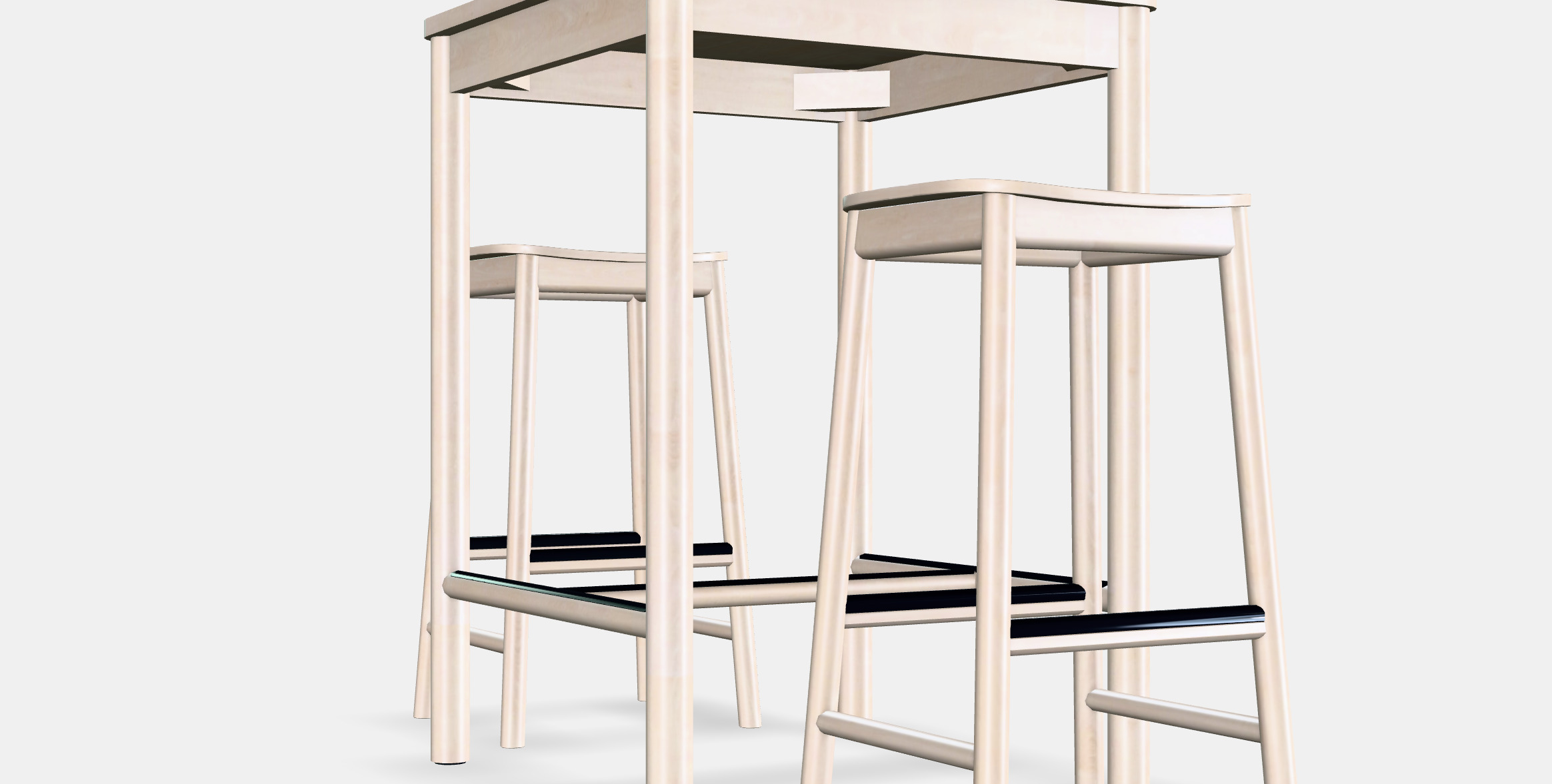 RONNINGE - RONNINGE Bar table and 2 bar stools Low-poly 3D model_4