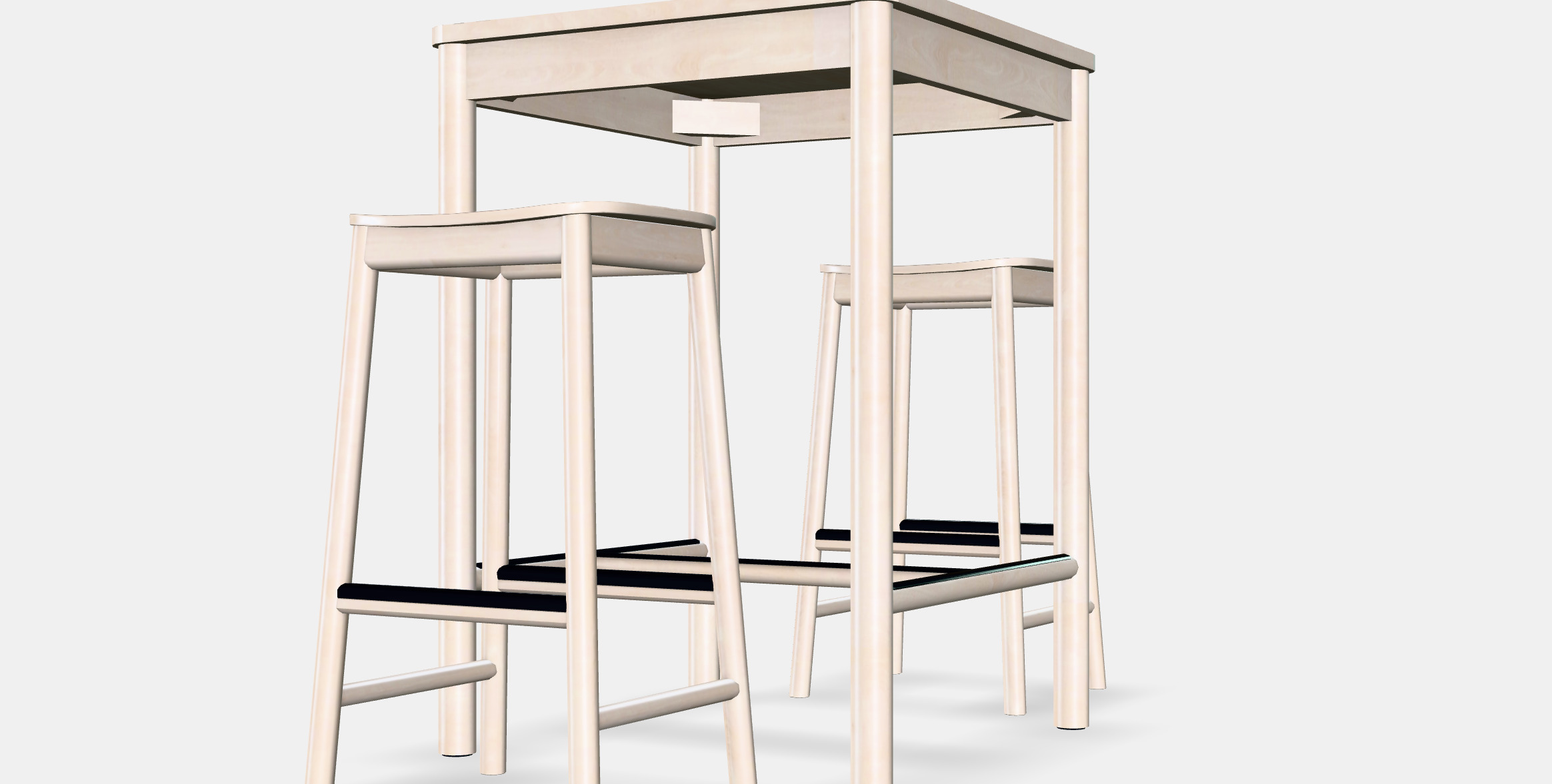 RONNINGE - RONNINGE Bar table and 2 bar stools Low-poly 3D model_8