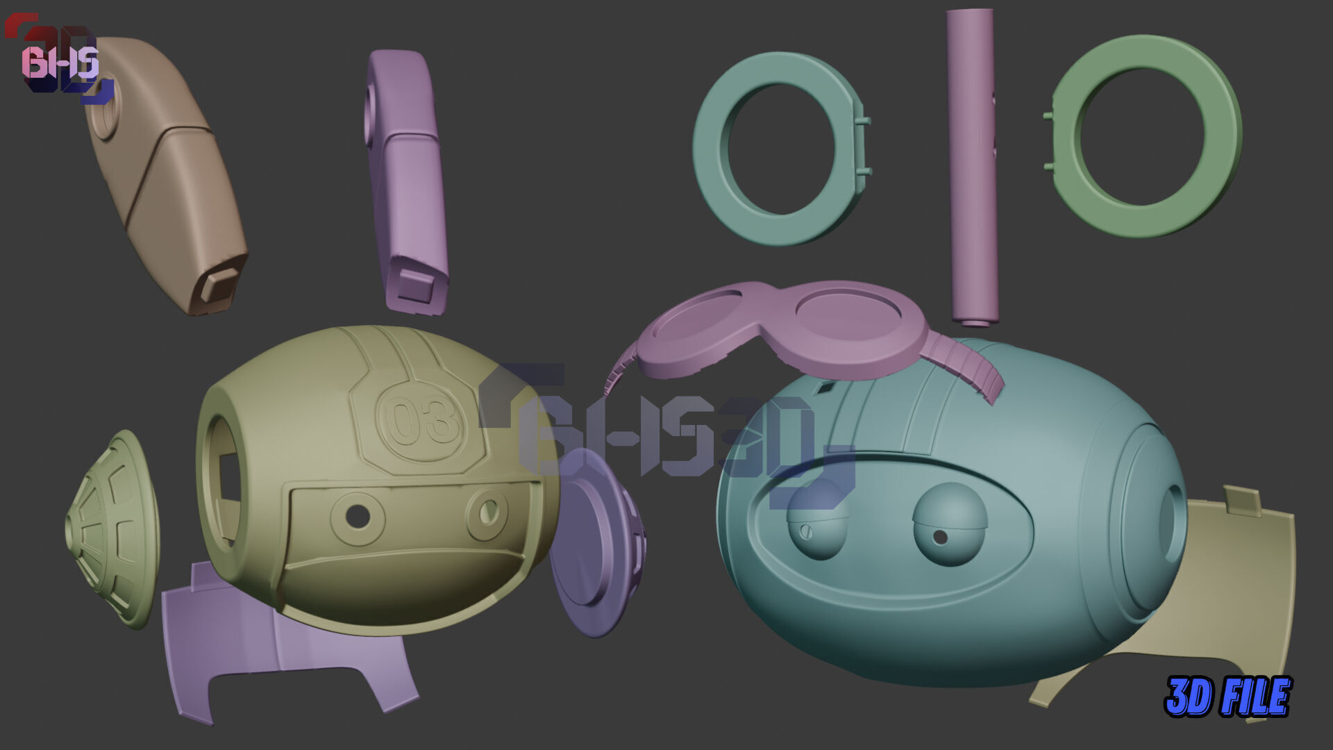 Vegapunk 03 And 04 Head 3D STL file 3D print model_8