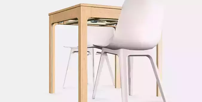EKEDALEN - ODGER Table and 2 chairs Low-poly 3D model