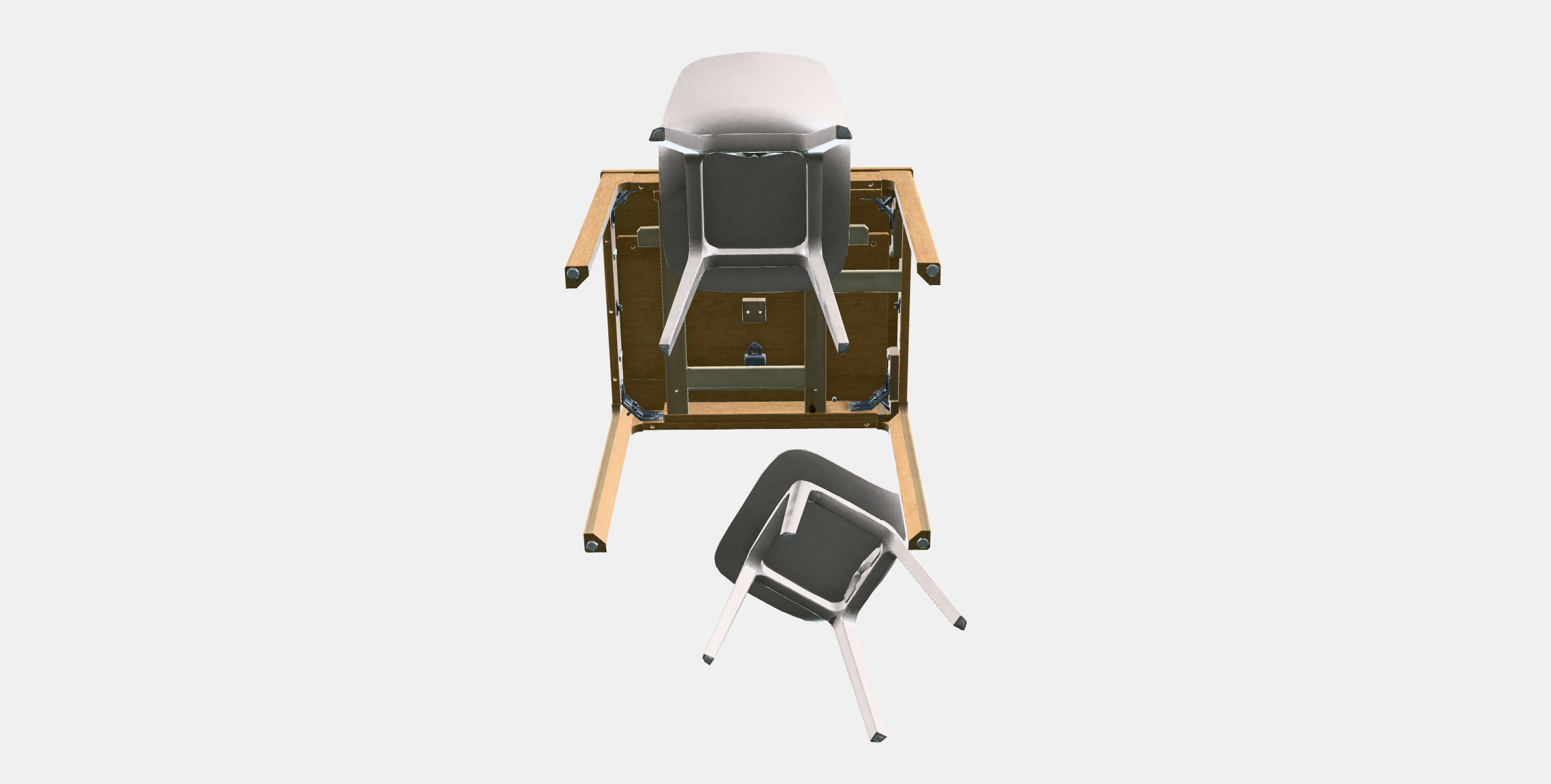 EKEDALEN - ODGER Table and 2 chairs Low-poly 3D model_7