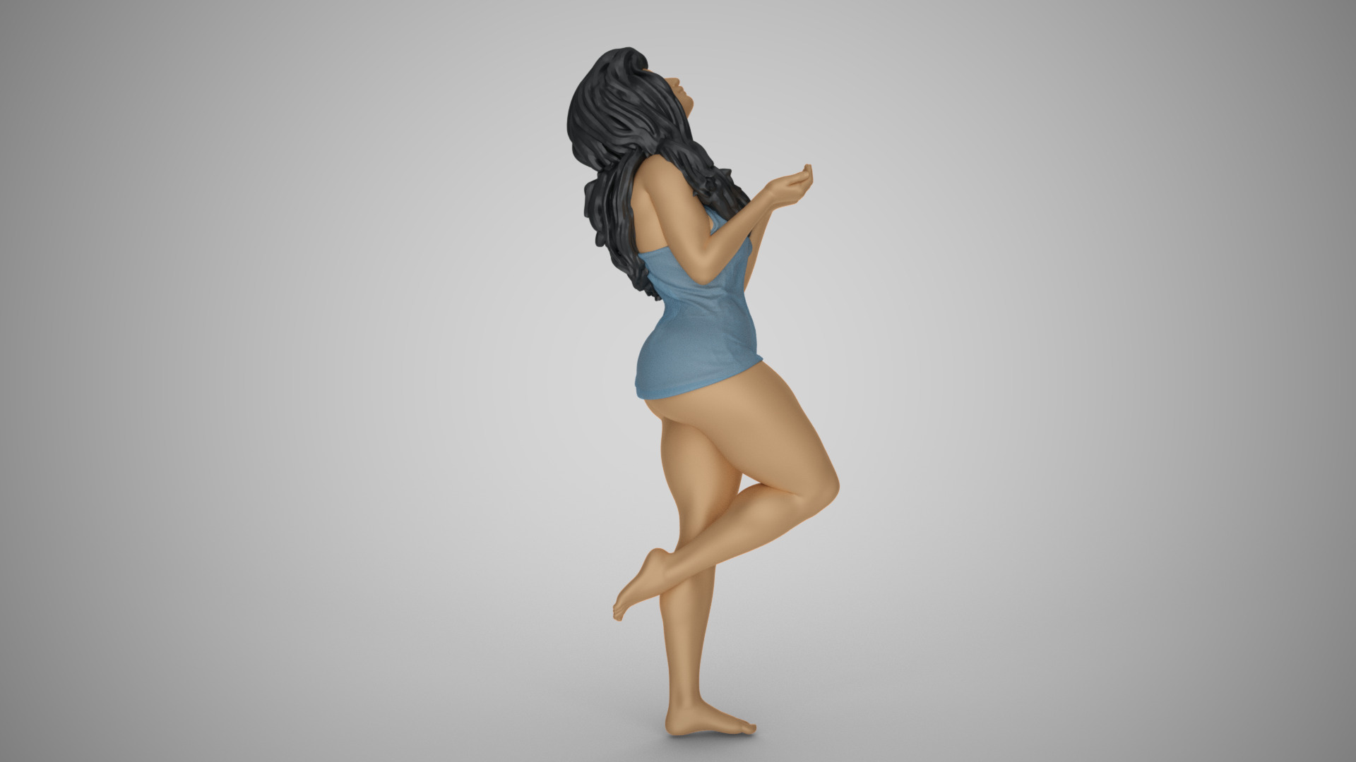 Woman Getting Wet in the Rain 3D print model_6