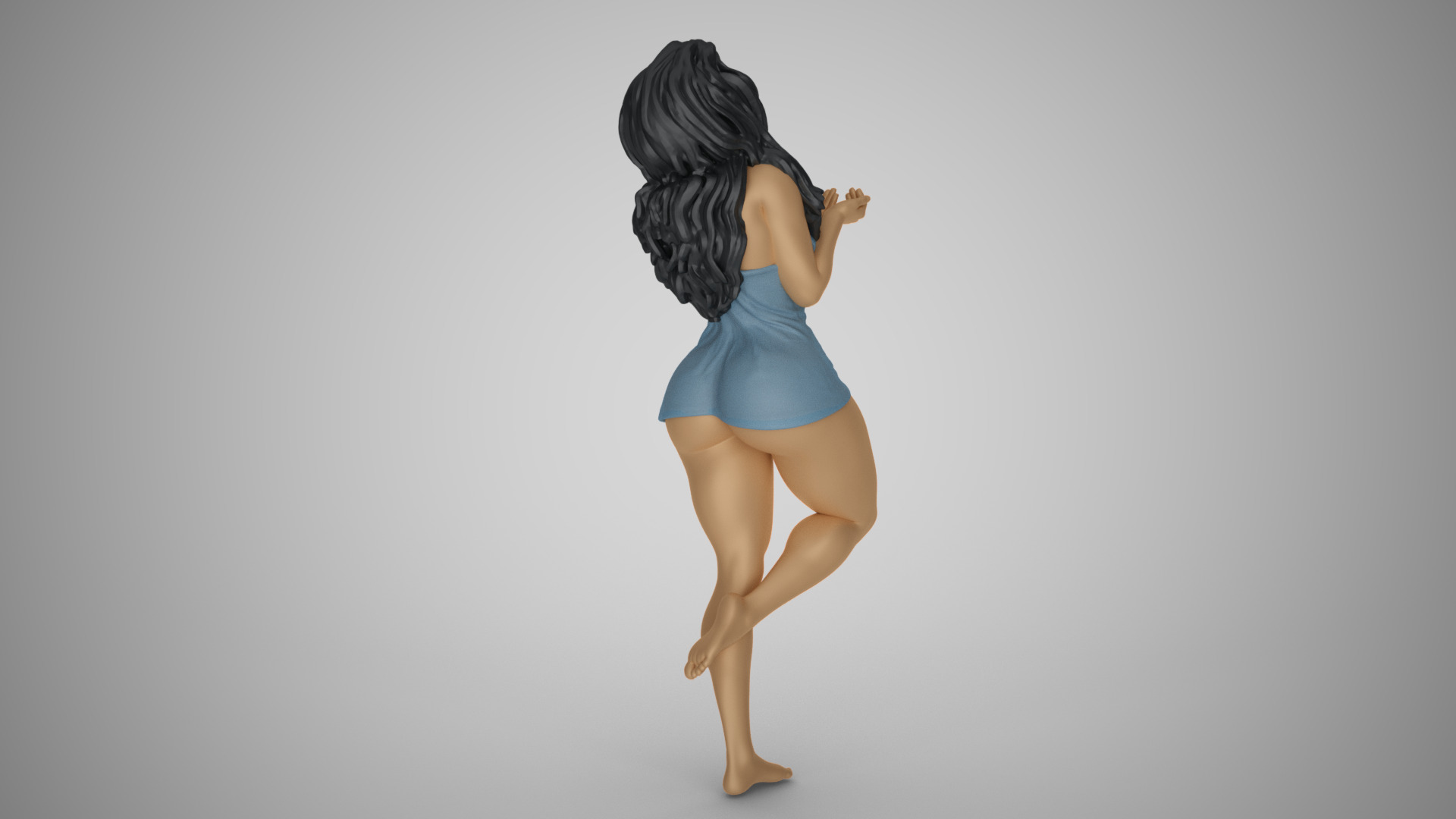 Woman Getting Wet in the Rain 3D print model_7