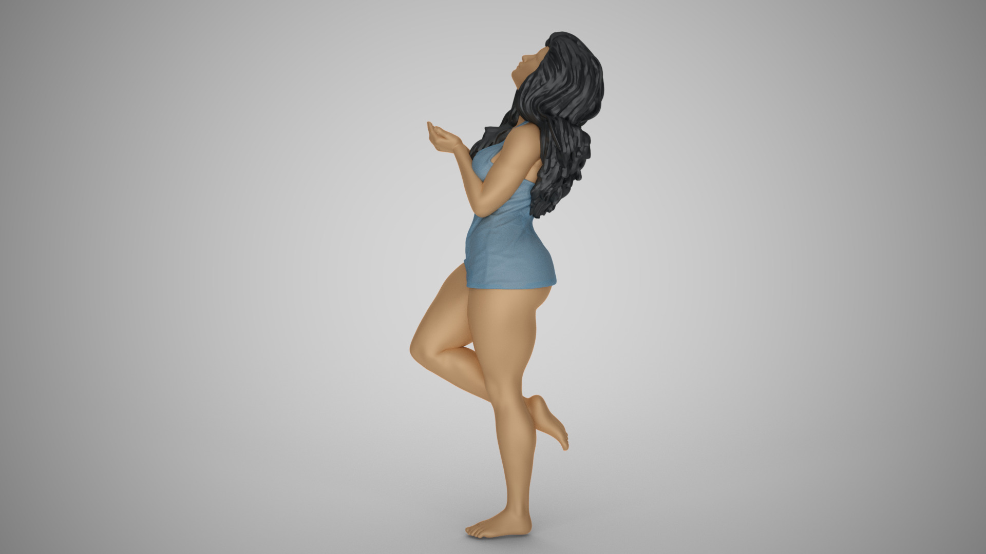 Woman Getting Wet in the Rain 3D print model_10