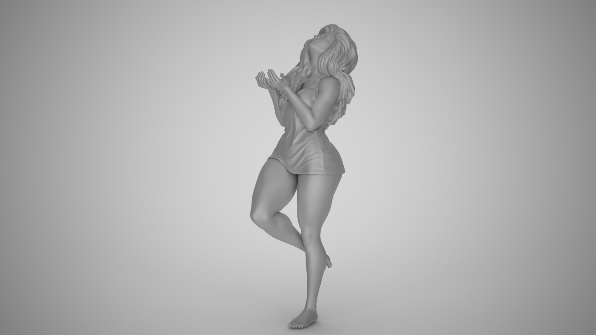 Woman Getting Wet in the Rain 3D print model_2