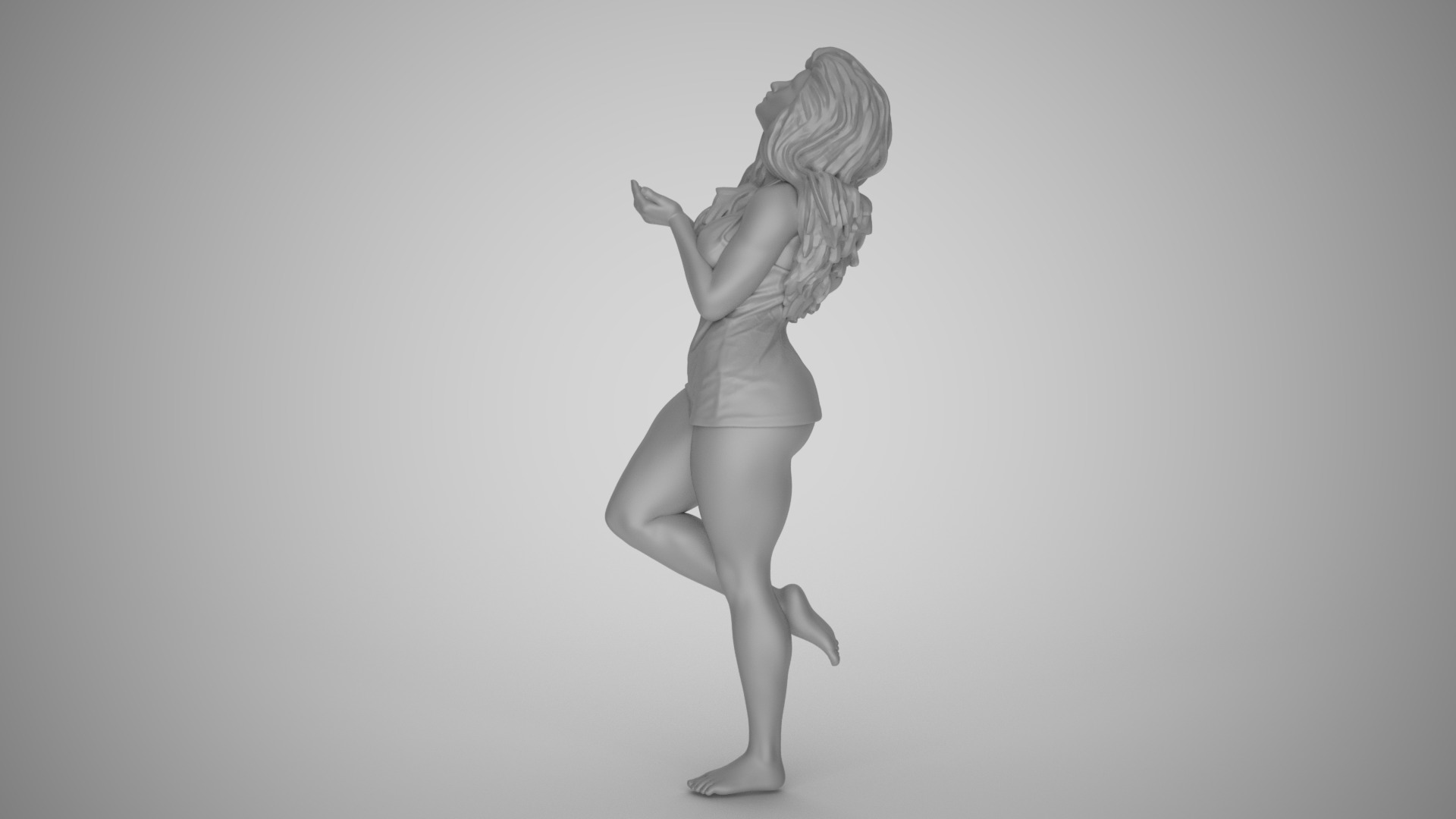 Woman Getting Wet in the Rain 3D print model_1