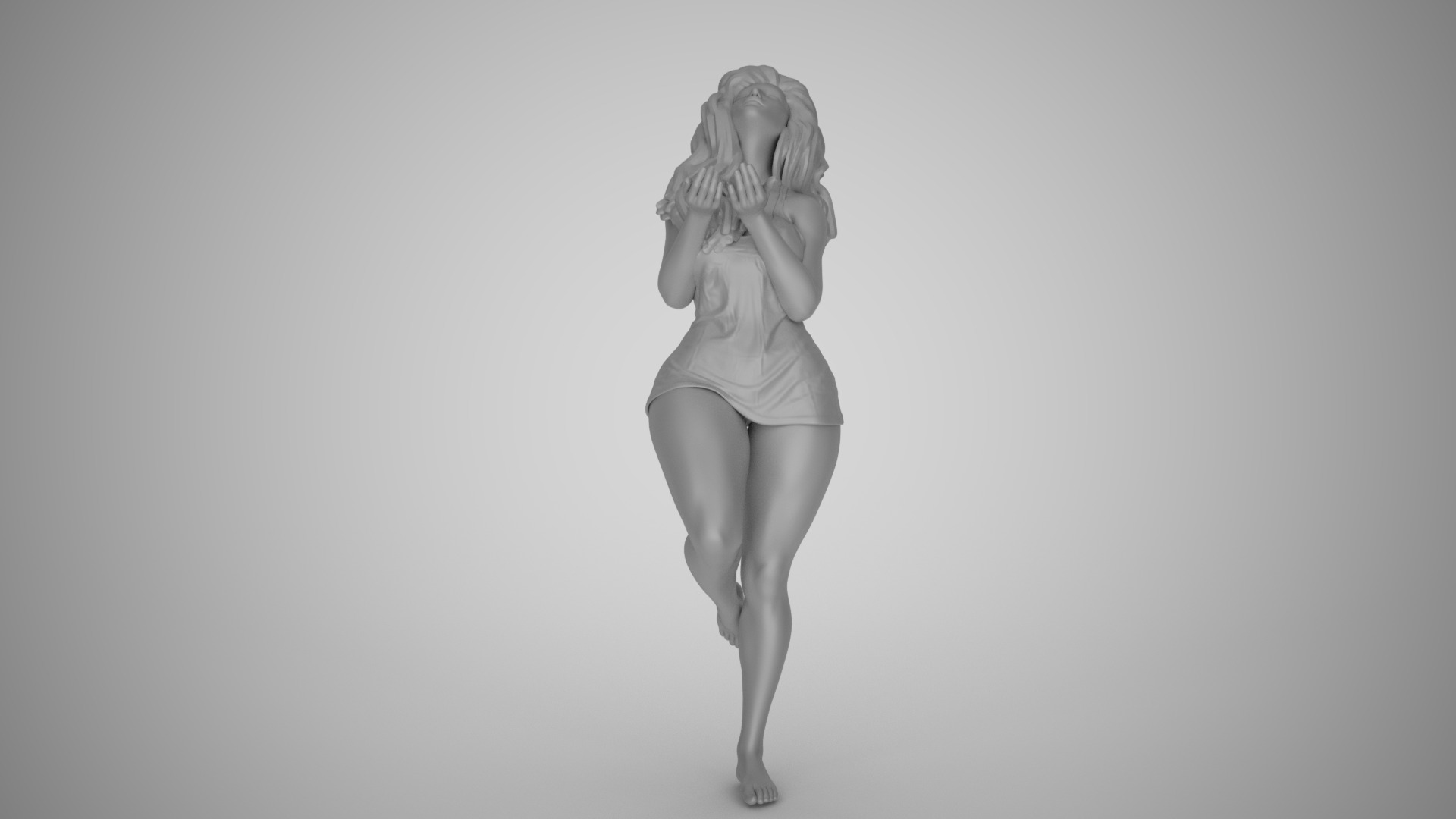 Woman Getting Wet in the Rain 3D print model_3