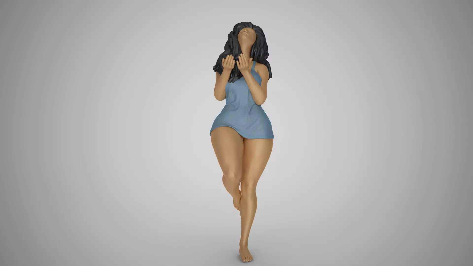 Woman Getting Wet in the Rain 3D print model_0