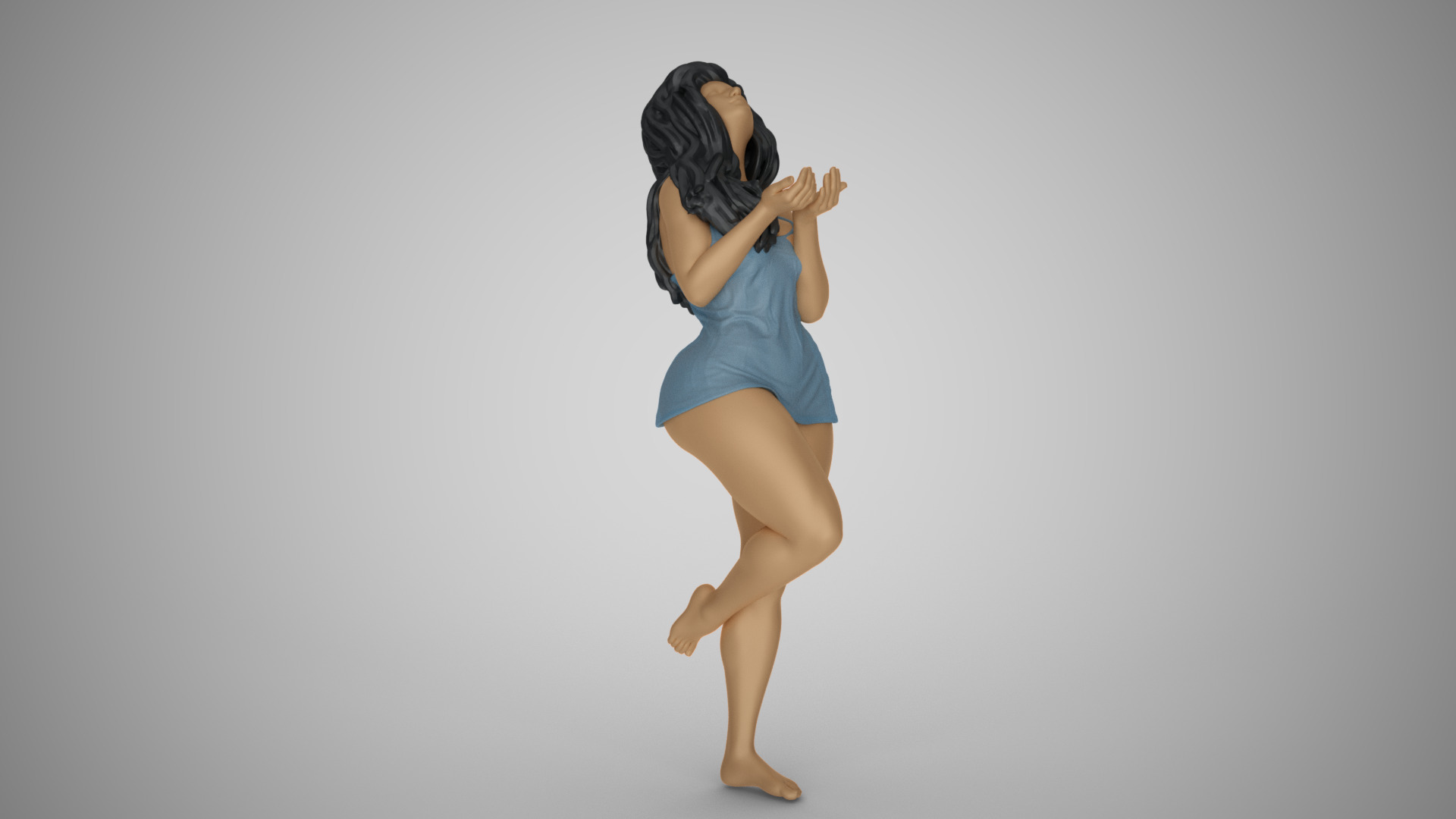 Woman Getting Wet in the Rain 3D print model_5
