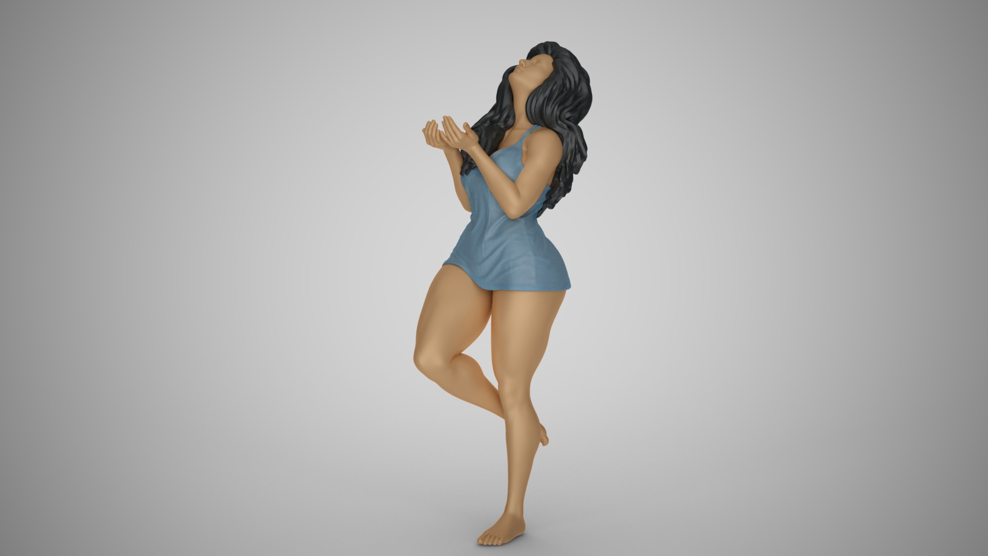 Woman Getting Wet in the Rain 3D print model_4