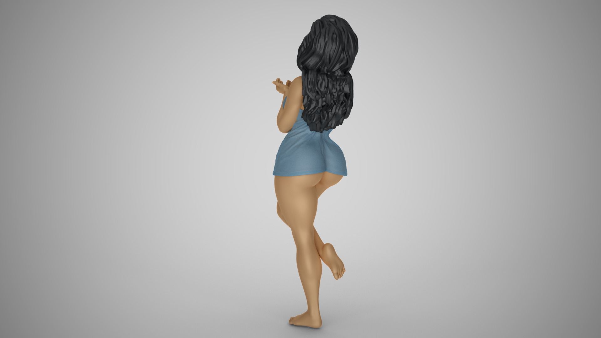 Woman Getting Wet in the Rain 3D print model_9
