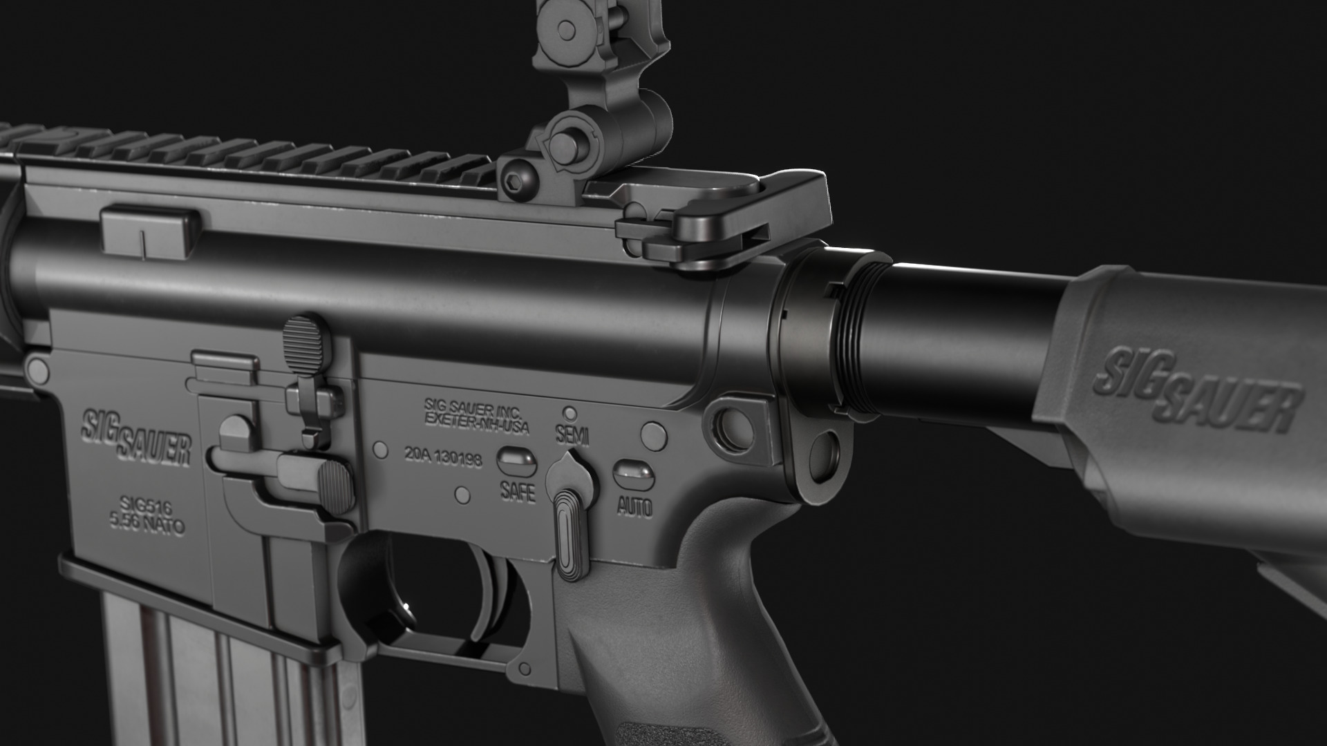 SIG Sauer SIG516 Assault Rifle - Game Asset Low-poly 3D model_10