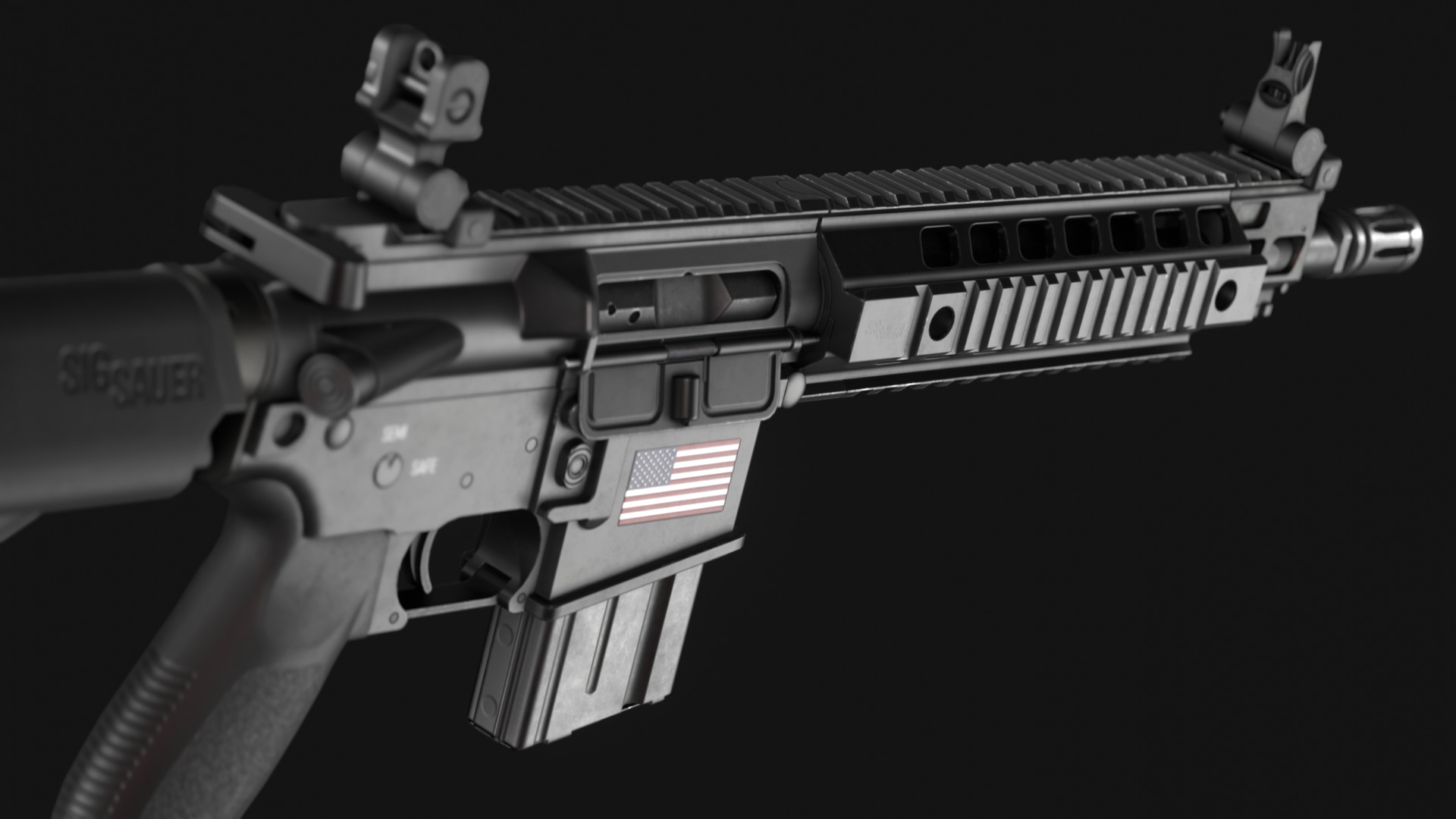 SIG Sauer SIG516 Assault Rifle - Game Asset Low-poly 3D model_9