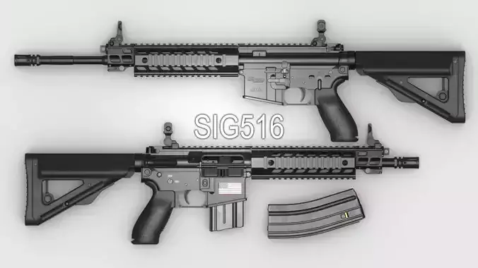 SIG Sauer SIG516 Assault Rifle - Game Asset Low-poly 3D model