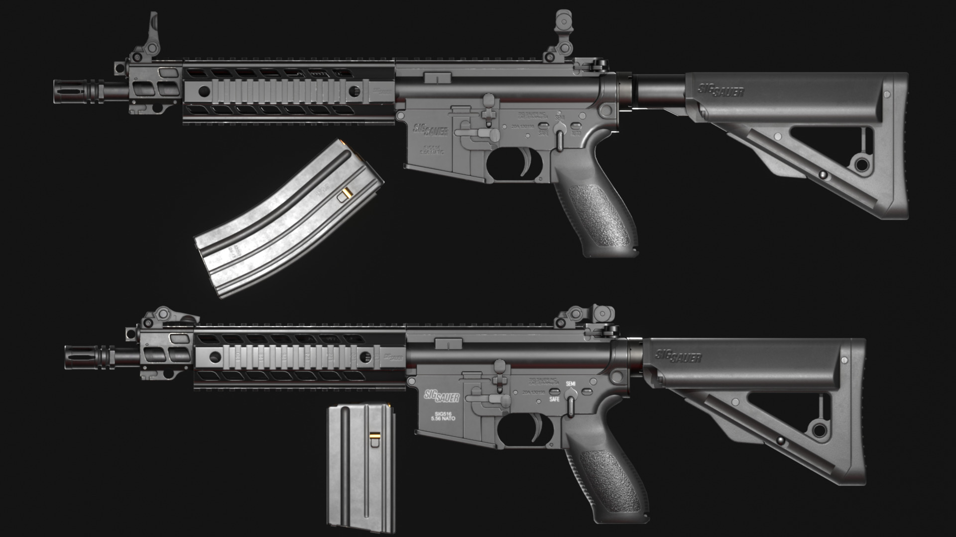 SIG Sauer SIG516 Assault Rifle - Game Asset Low-poly 3D model_11