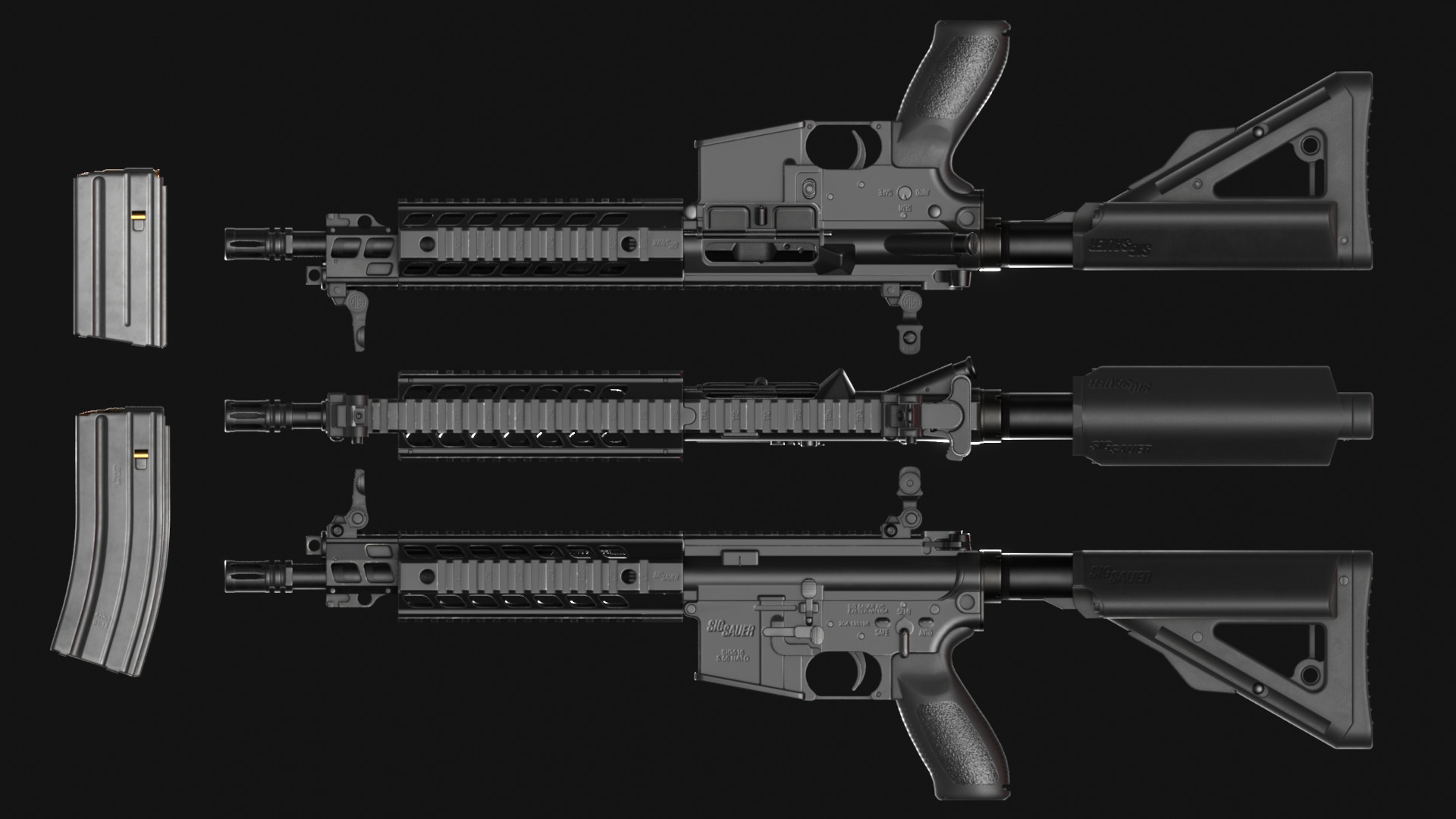 SIG Sauer SIG516 Assault Rifle - Game Asset Low-poly 3D model_8