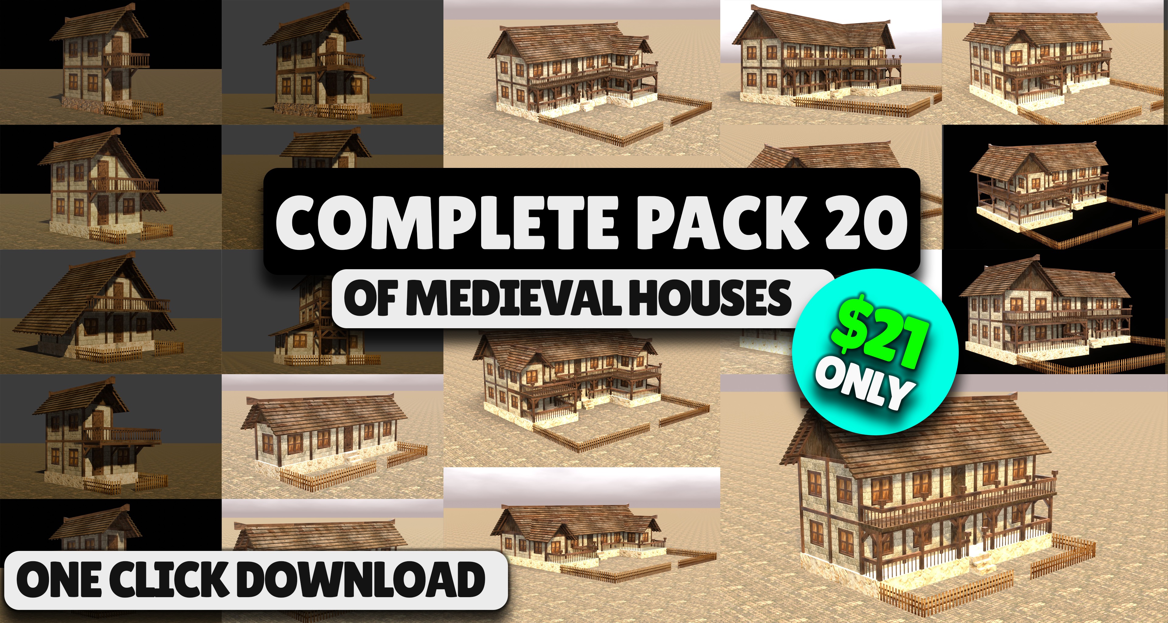 Ultimate Low Poly Medieval Village and House Pack 3D Game Design 3D Model Collection_20