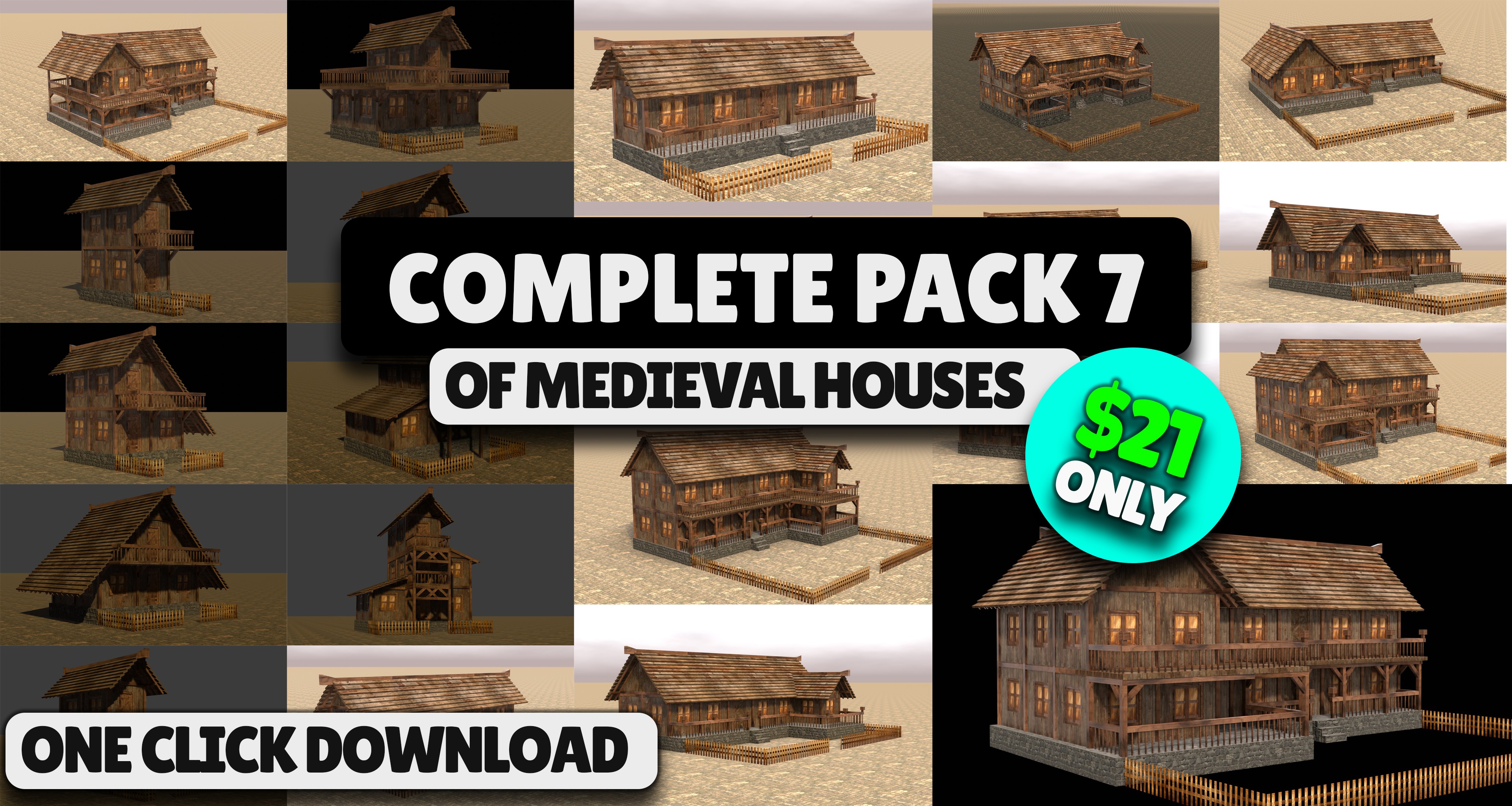 Ultimate Low Poly Medieval Village and House Pack 3D Game Design 3D Model Collection_7