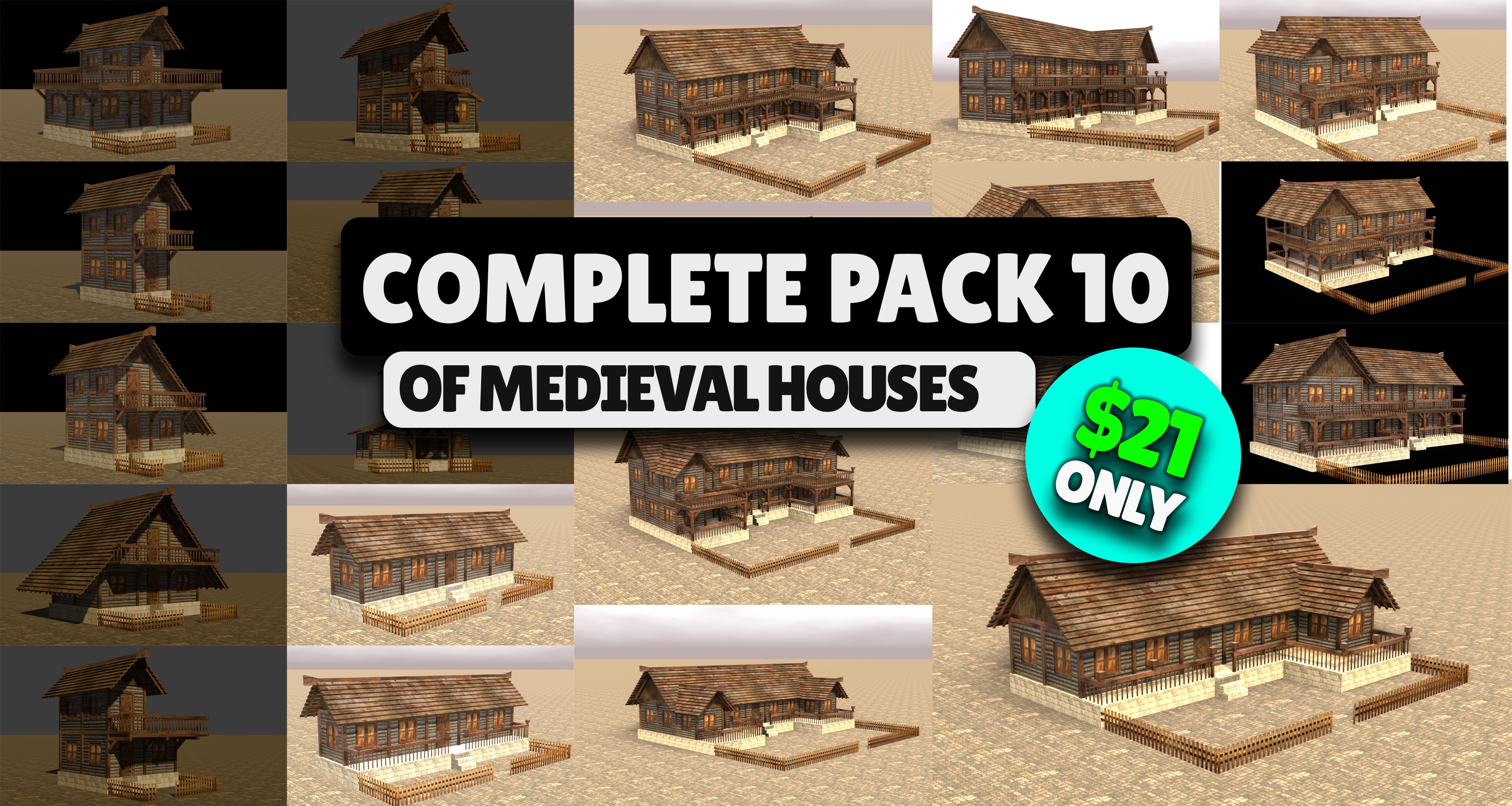 Ultimate Low Poly Medieval Village and House Pack 3D Game Design 3D Model Collection_10