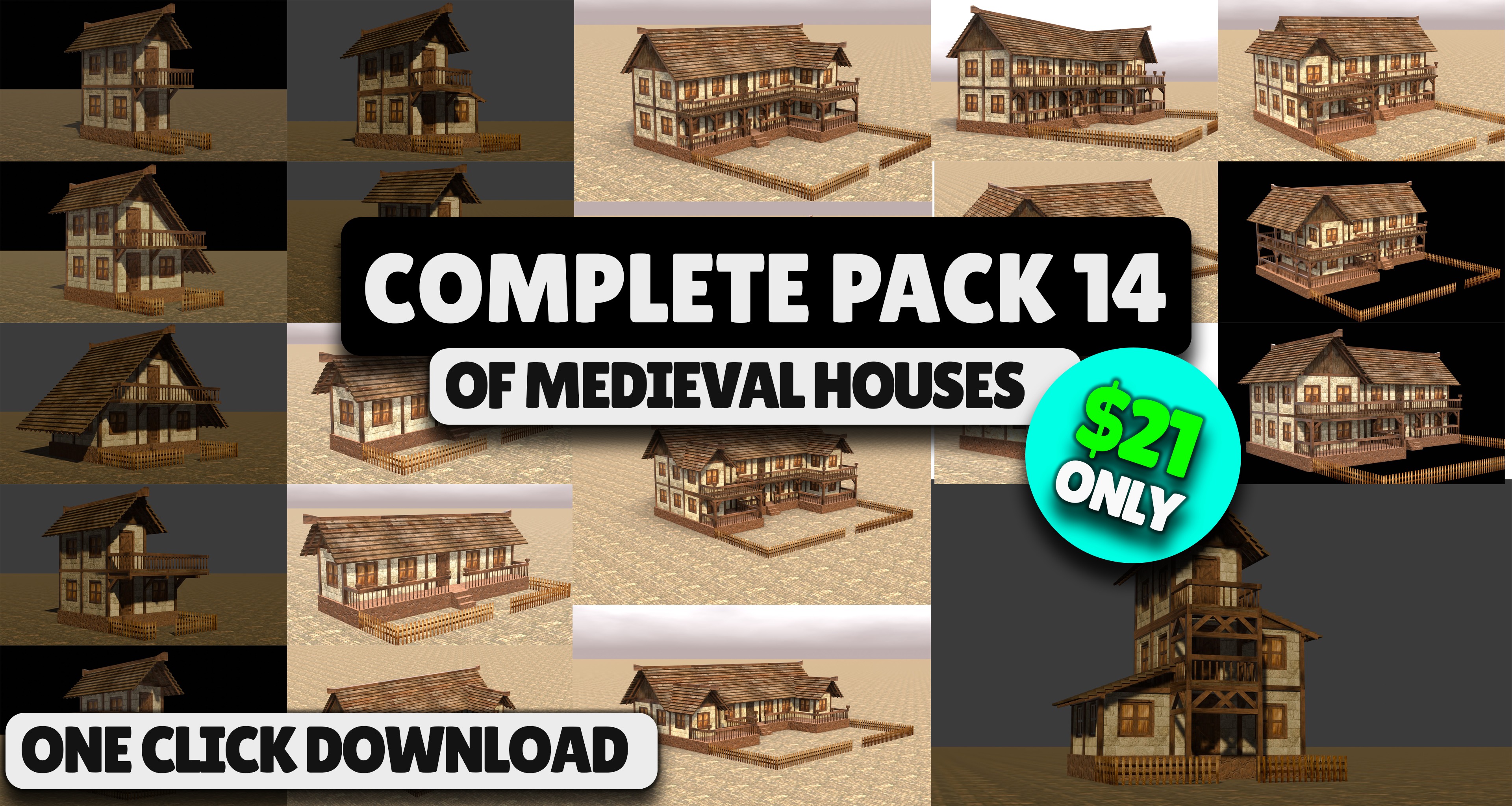 Ultimate Low Poly Medieval Village and House Pack 3D Game Design 3D Model Collection_14
