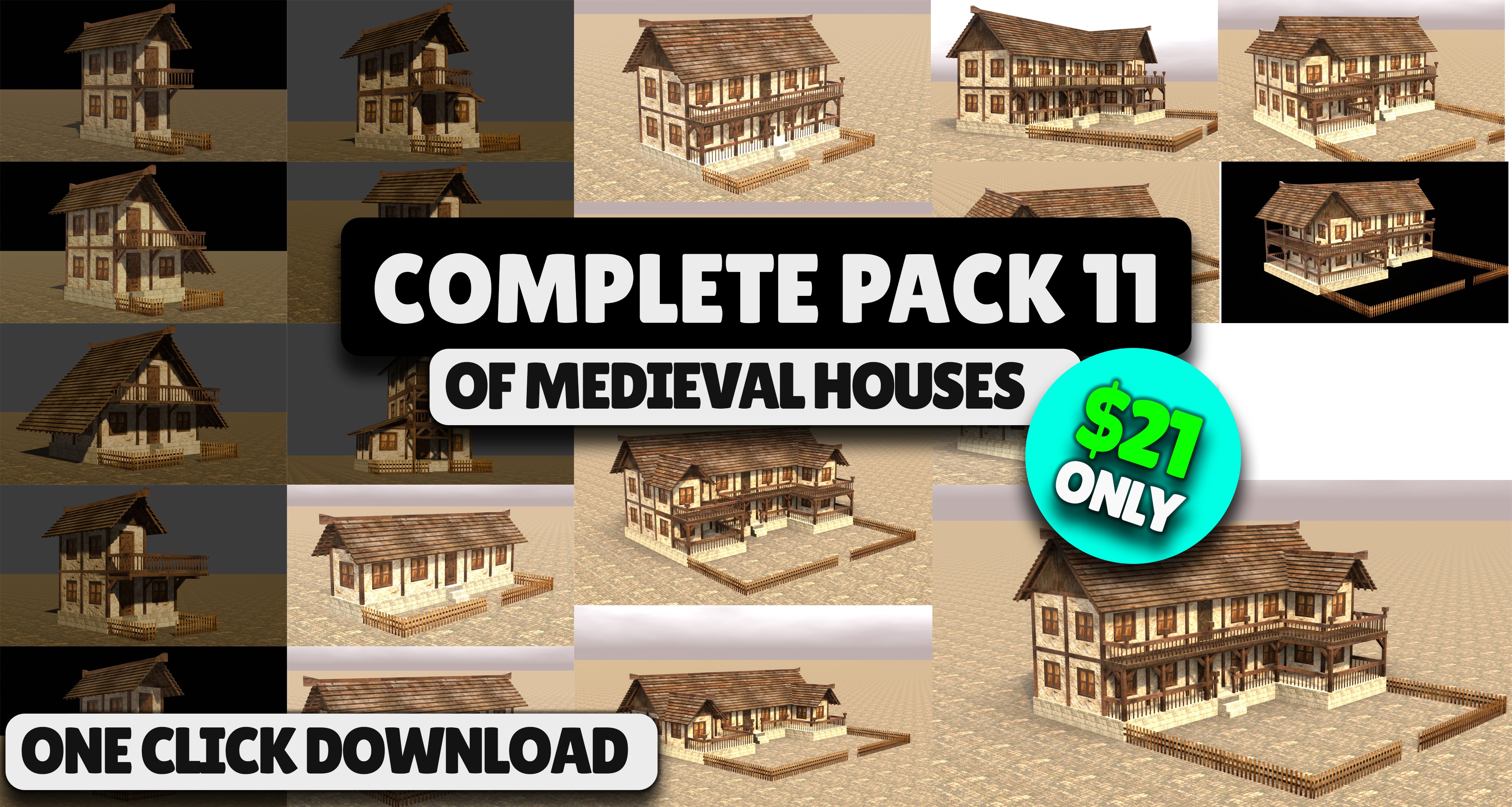 Ultimate Low Poly Medieval Village and House Pack 3D Game Design 3D Model Collection_11