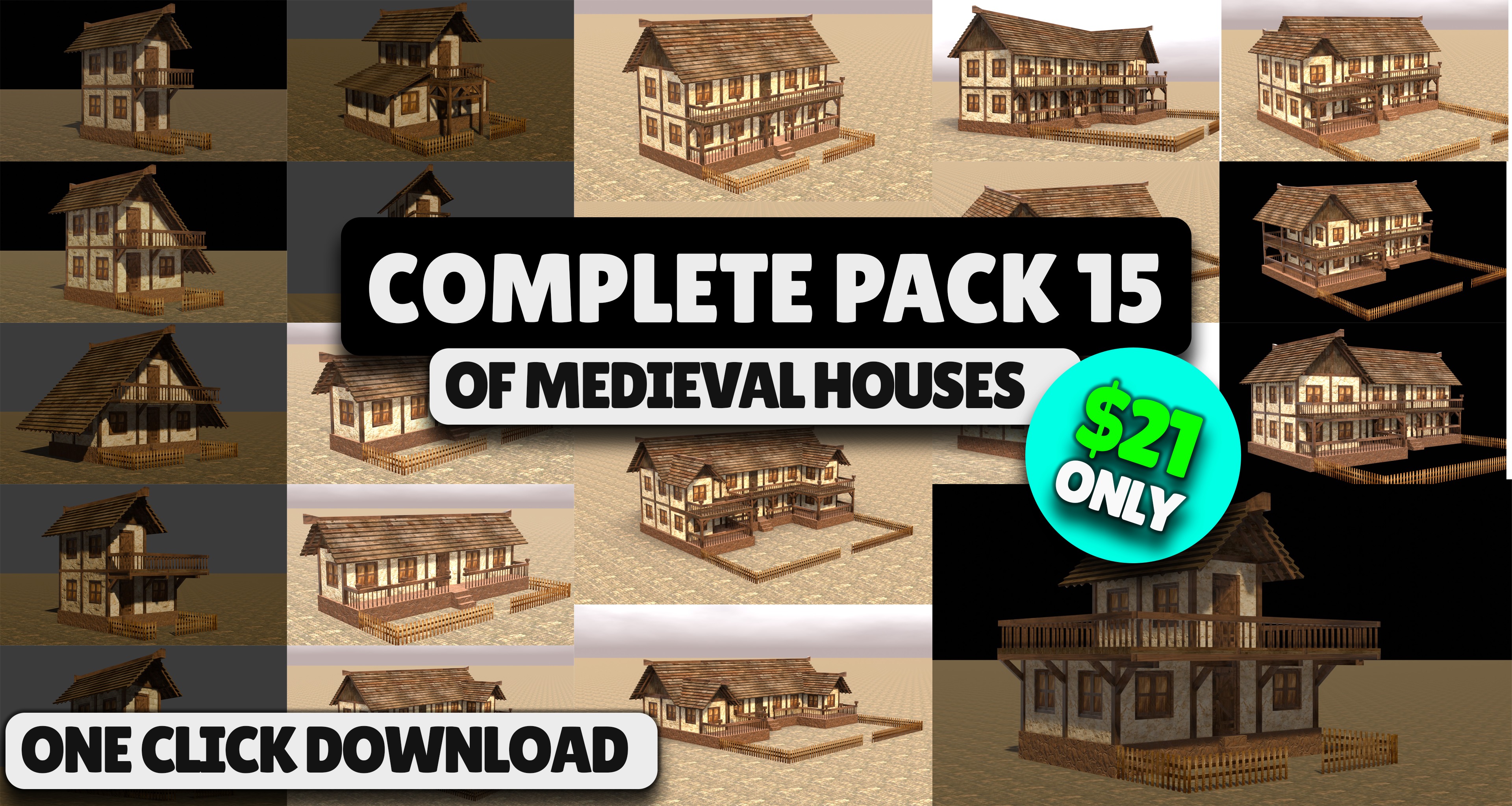 Ultimate Low Poly Medieval Village and House Pack 3D Game Design 3D Model Collection_15