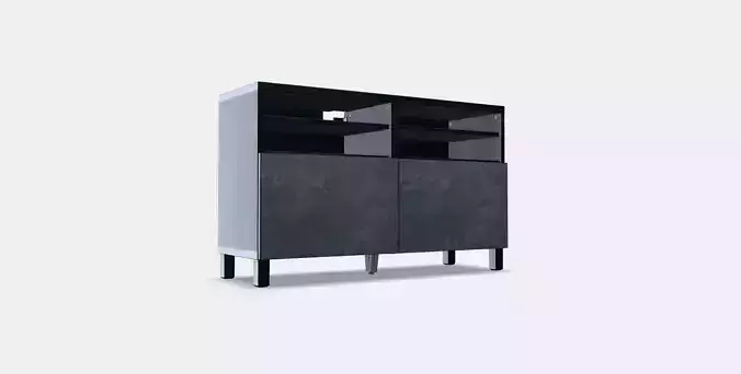 BESTA TV bench with doors 12