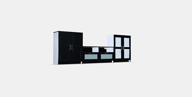 BRIMNES TV storage combination-glass doors Low-poly 3D model