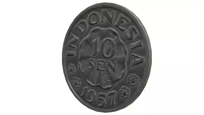 Indonesian 10 Cent Coin 1957 Antique Currency 3D model