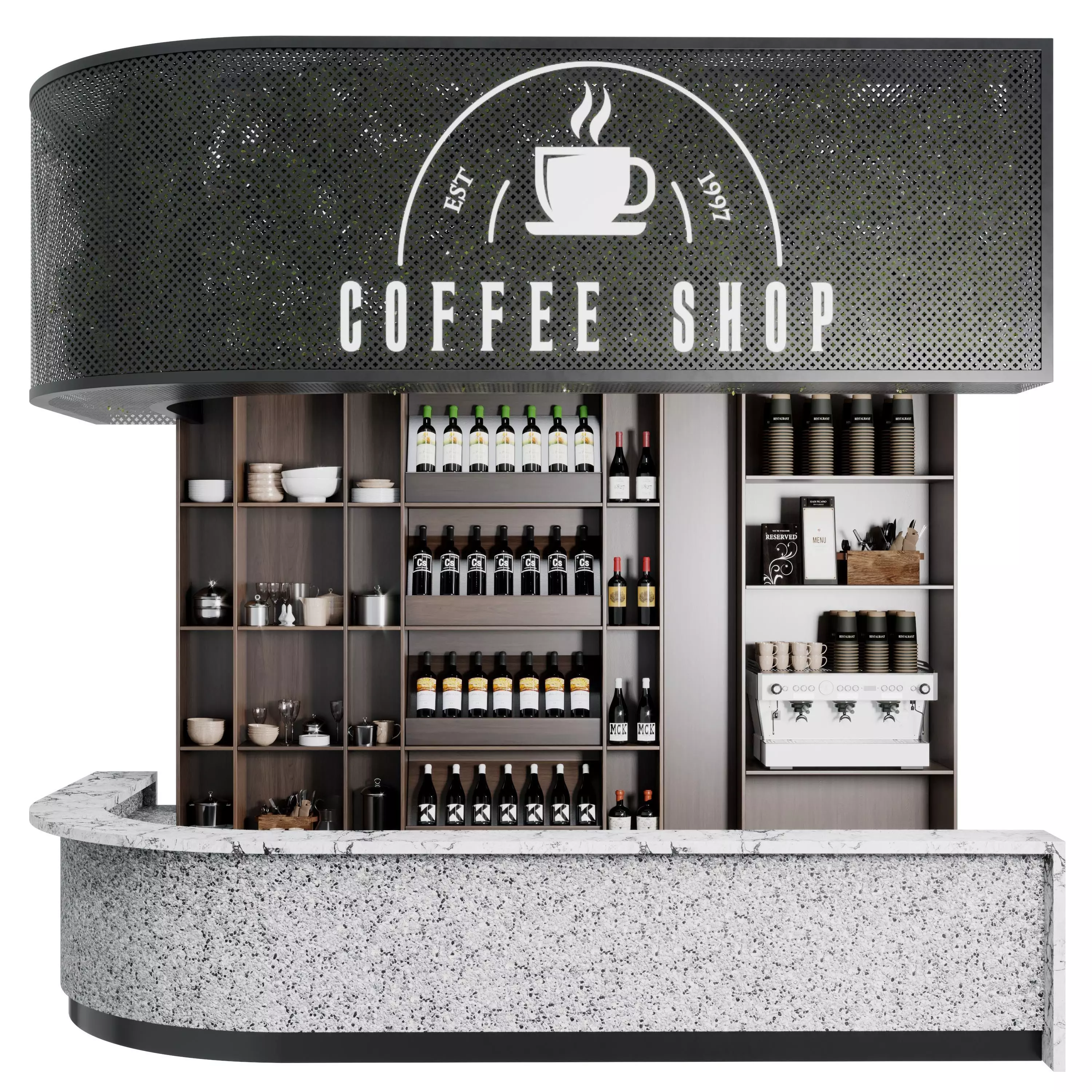 Reception Desk for Restaurant and Caffe with bar wine 12 3D model