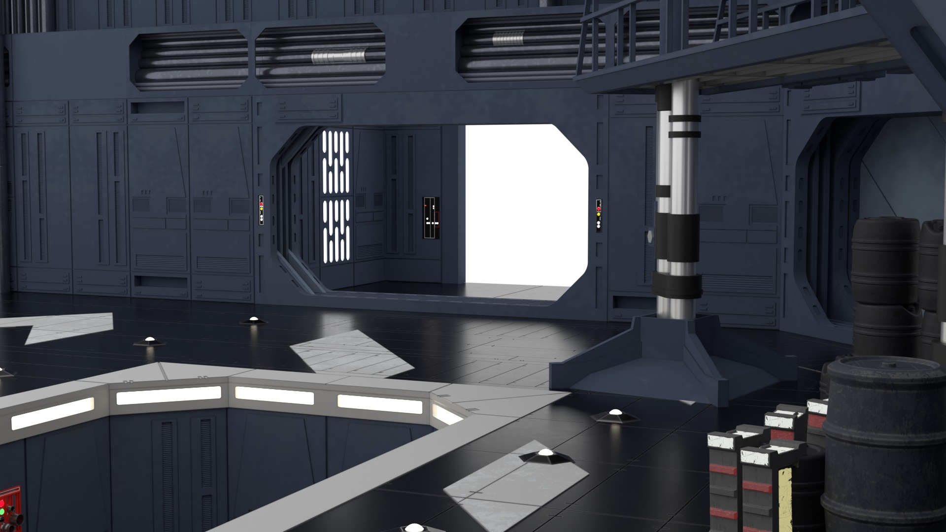 Set 1 - Death Star Docking bay 2037 1-6 scale Hottoys  3D Model Collection_9