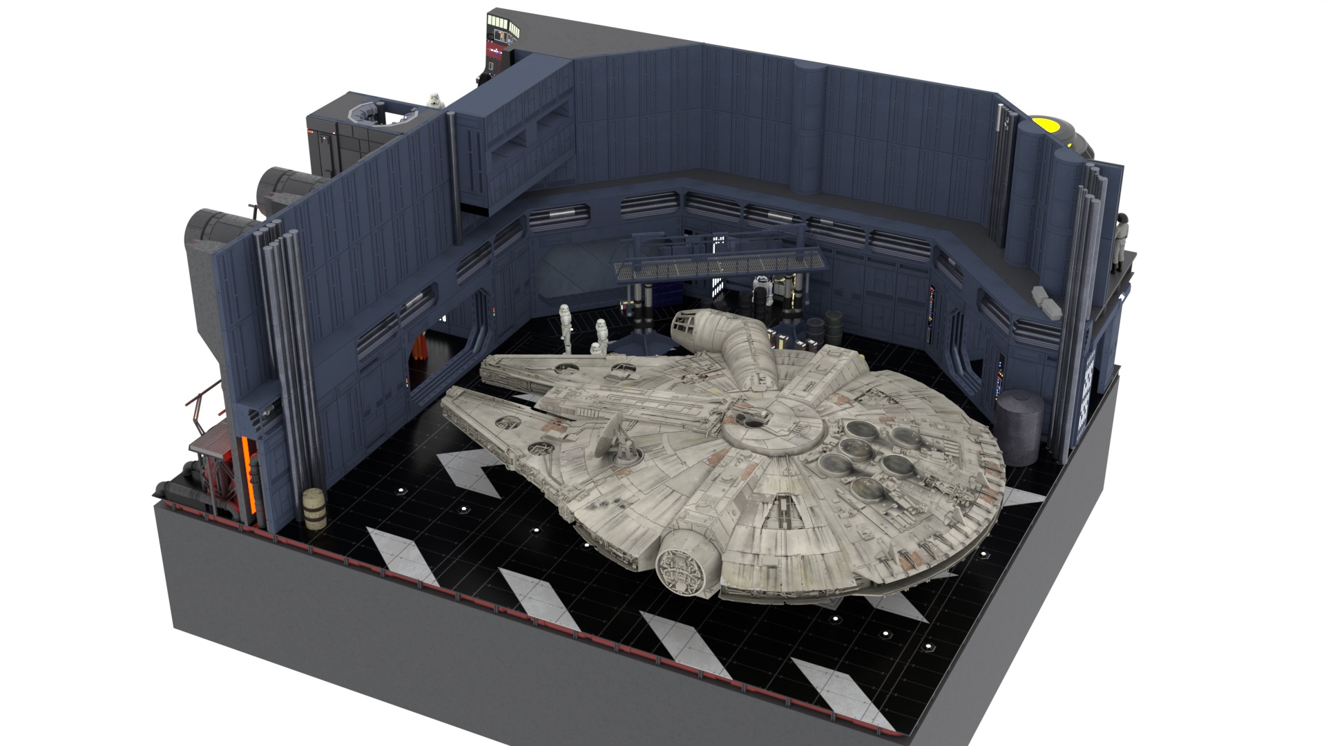 Set 1 - Death Star Docking bay 2037 1-18 scale Kenner Hasbro 3D Model Collection_20