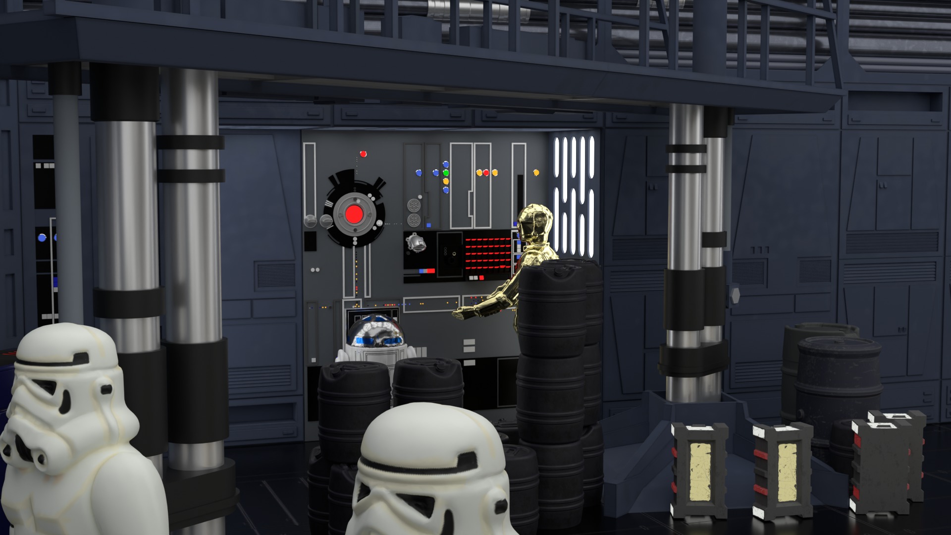 Set 1 - Death Star Docking bay 2037 1-18 scale Kenner Hasbro 3D Model Collection_22