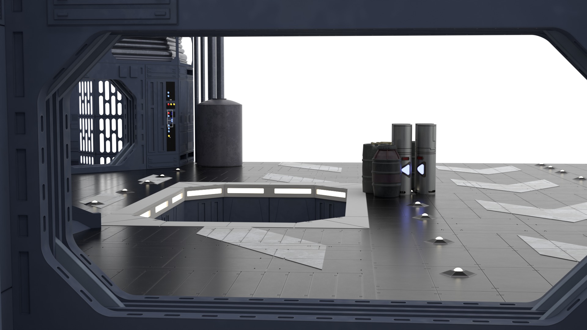 Set 1 - Death Star Docking bay 2037 1-18 scale Kenner Hasbro 3D Model Collection_8