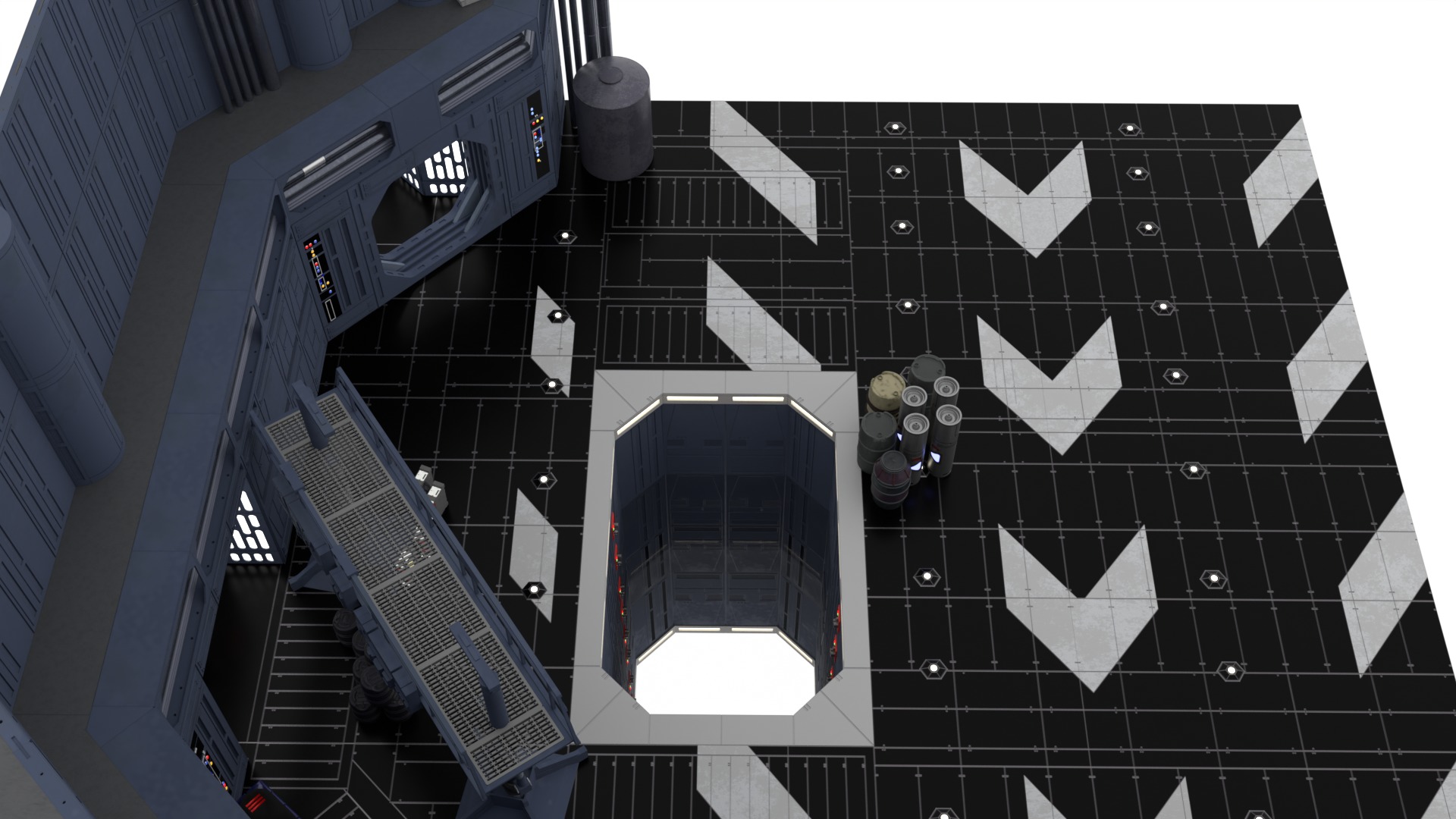 Set 1 - Death Star Docking bay 2037 1-18 scale Kenner Hasbro 3D Model Collection_12