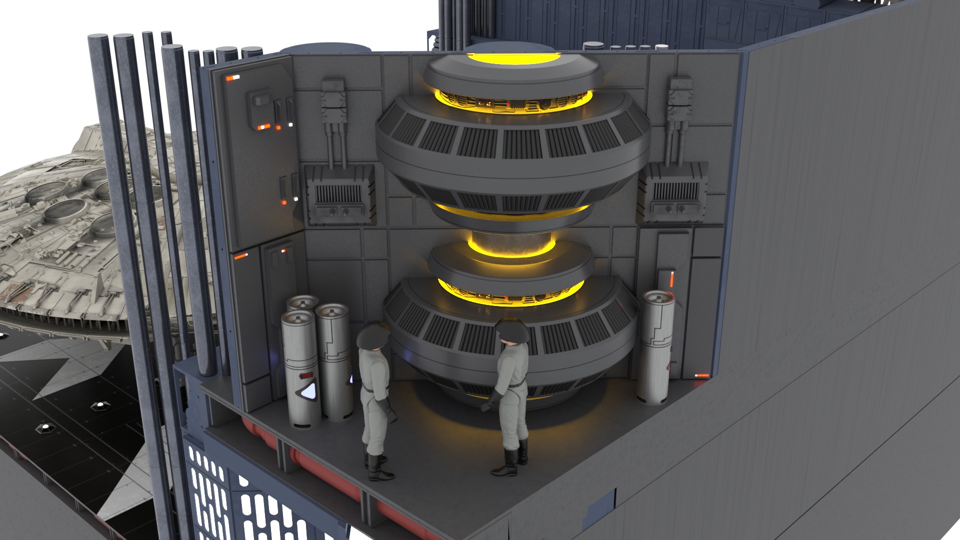 Set 1 - Death Star Docking bay 2037 1-18 scale Kenner Hasbro 3D Model Collection_29