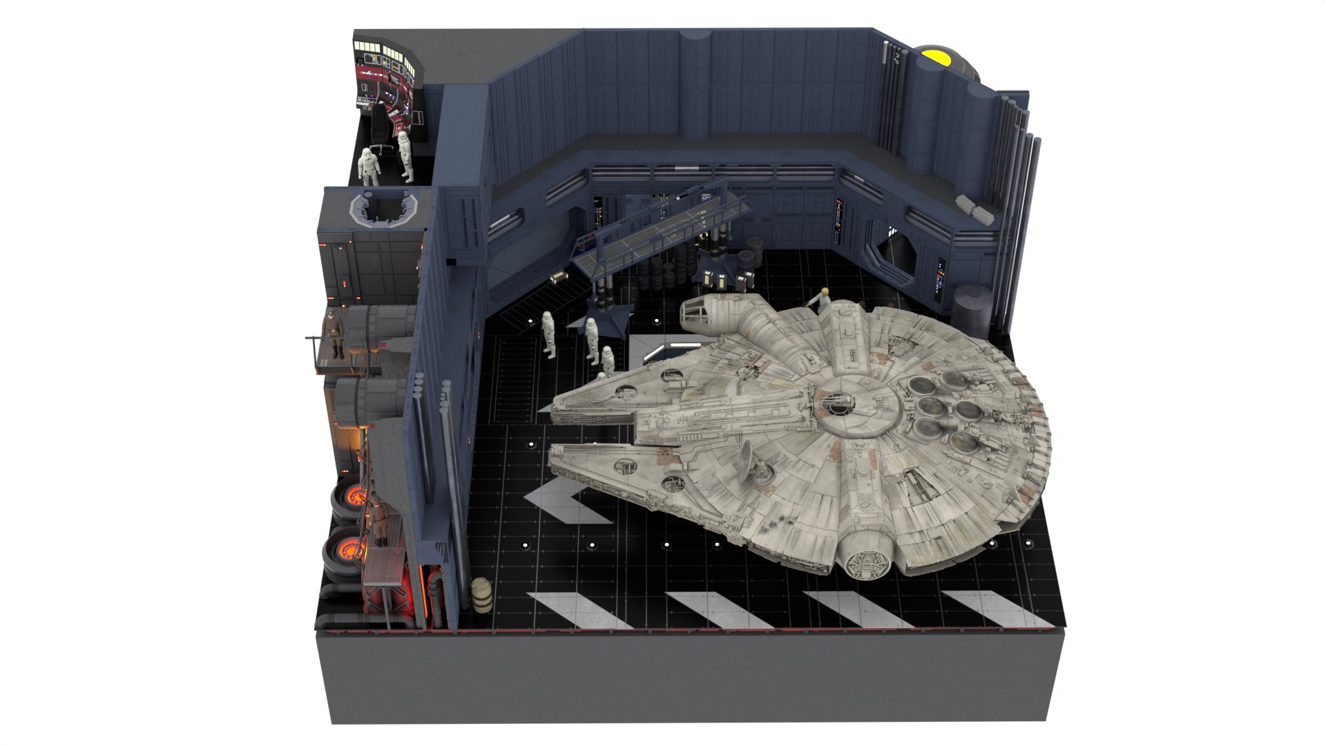 Set 1 - Death Star Docking bay 2037 1-18 scale Kenner Hasbro 3D Model Collection_2