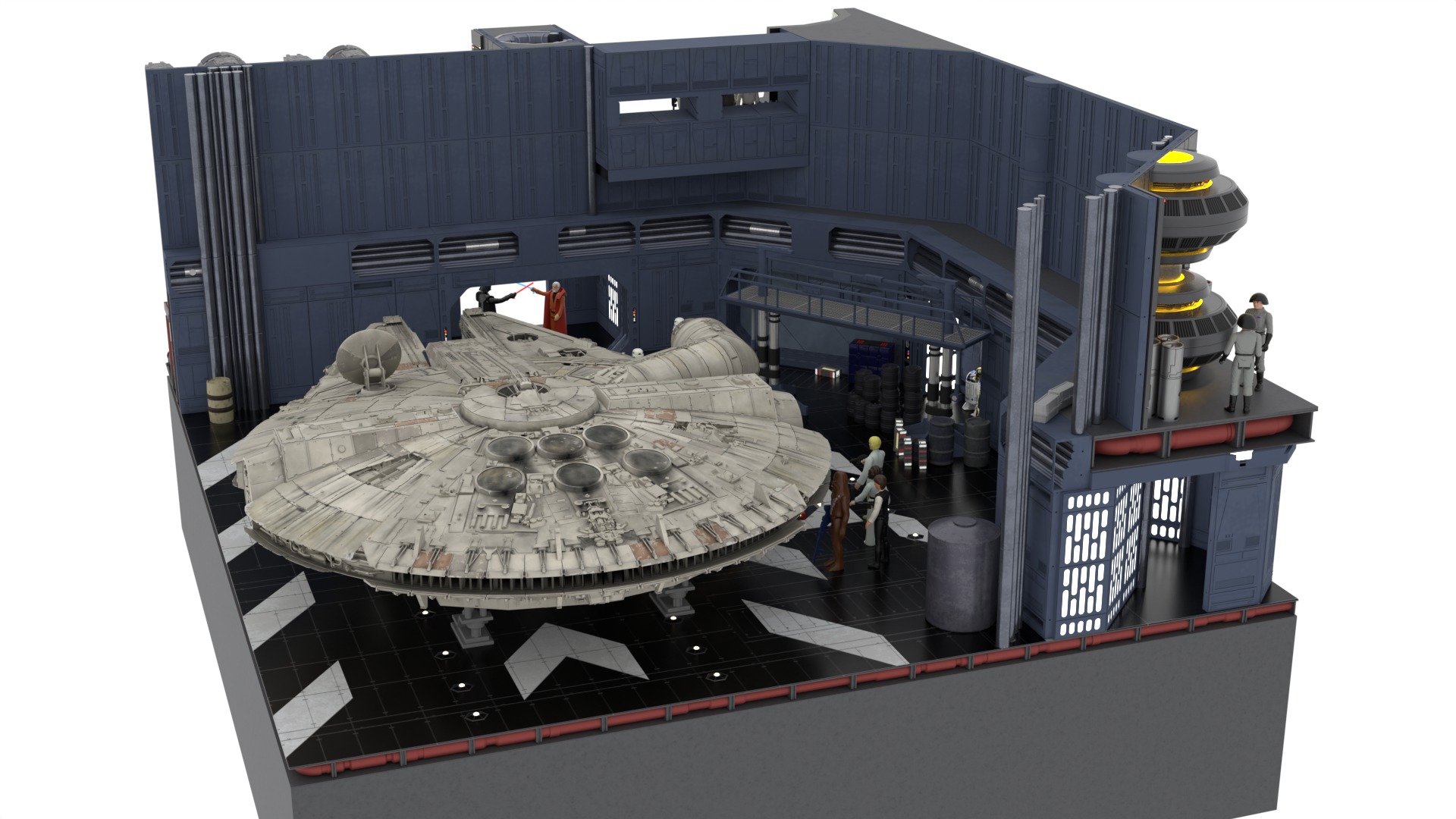 Set 1 - Death Star Docking bay 2037 1-18 scale Kenner Hasbro 3D Model Collection_21