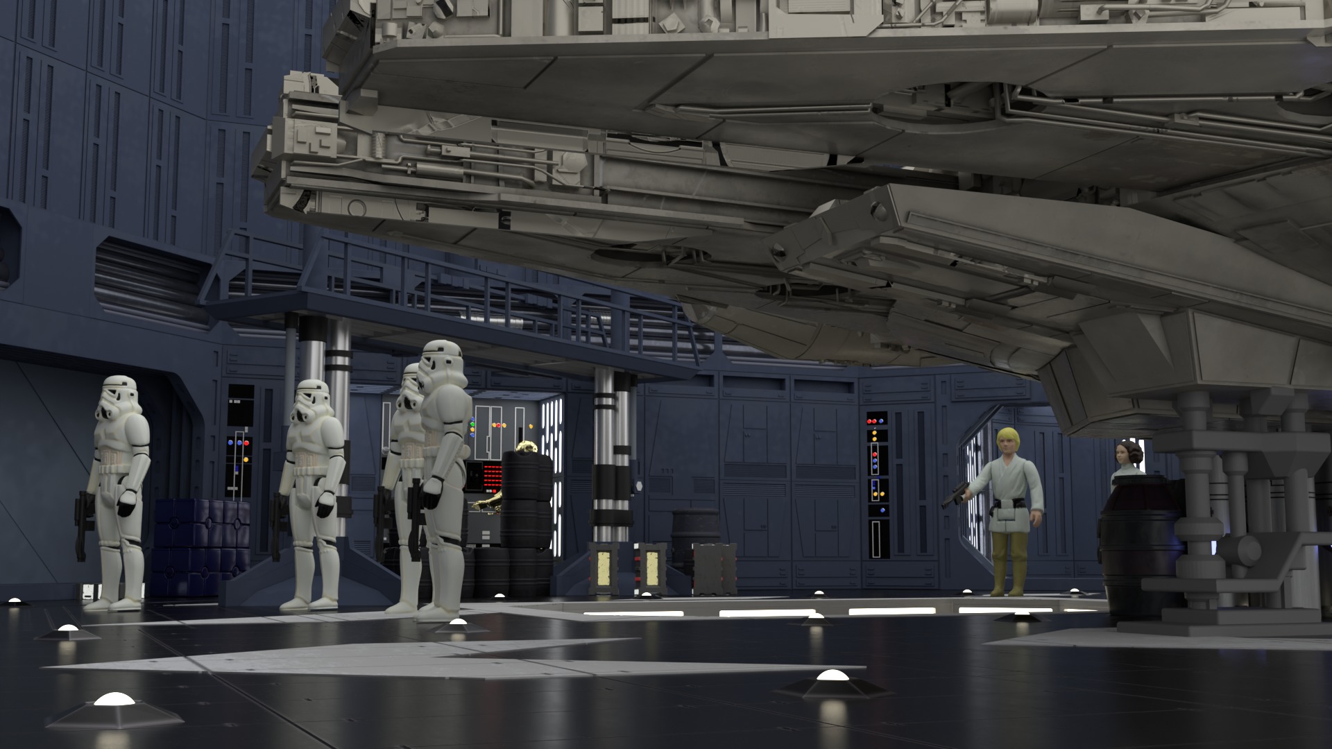 Set 1 - Death Star Docking bay 2037 1-18 scale Kenner Hasbro 3D Model Collection_28