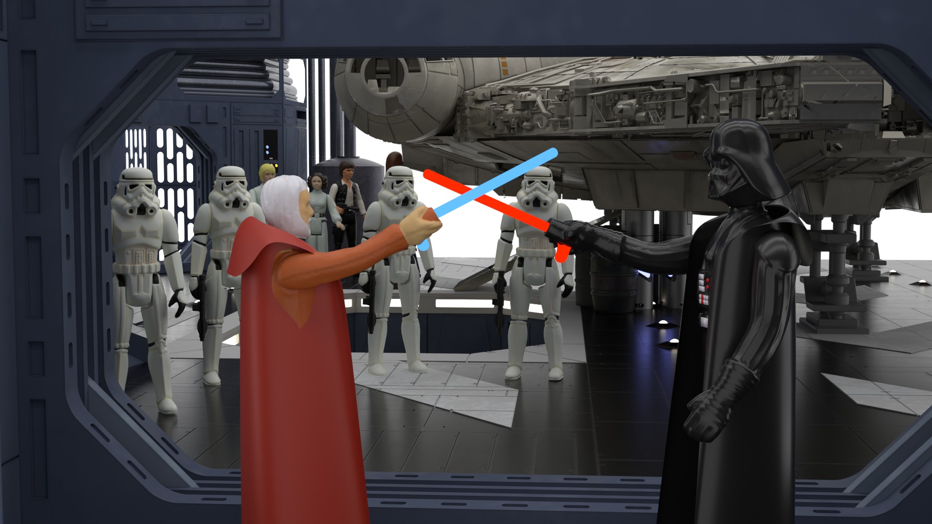 Set 1 - Death Star Docking bay 2037 1-18 scale Kenner Hasbro 3D Model Collection_23