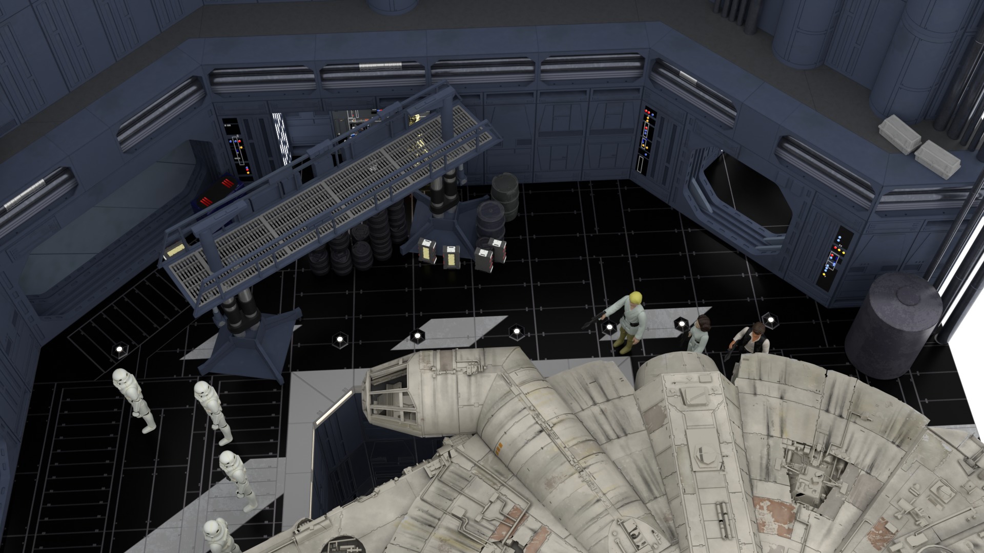 Set 1 - Death Star Docking bay 2037 1-18 scale Kenner Hasbro 3D Model Collection_26