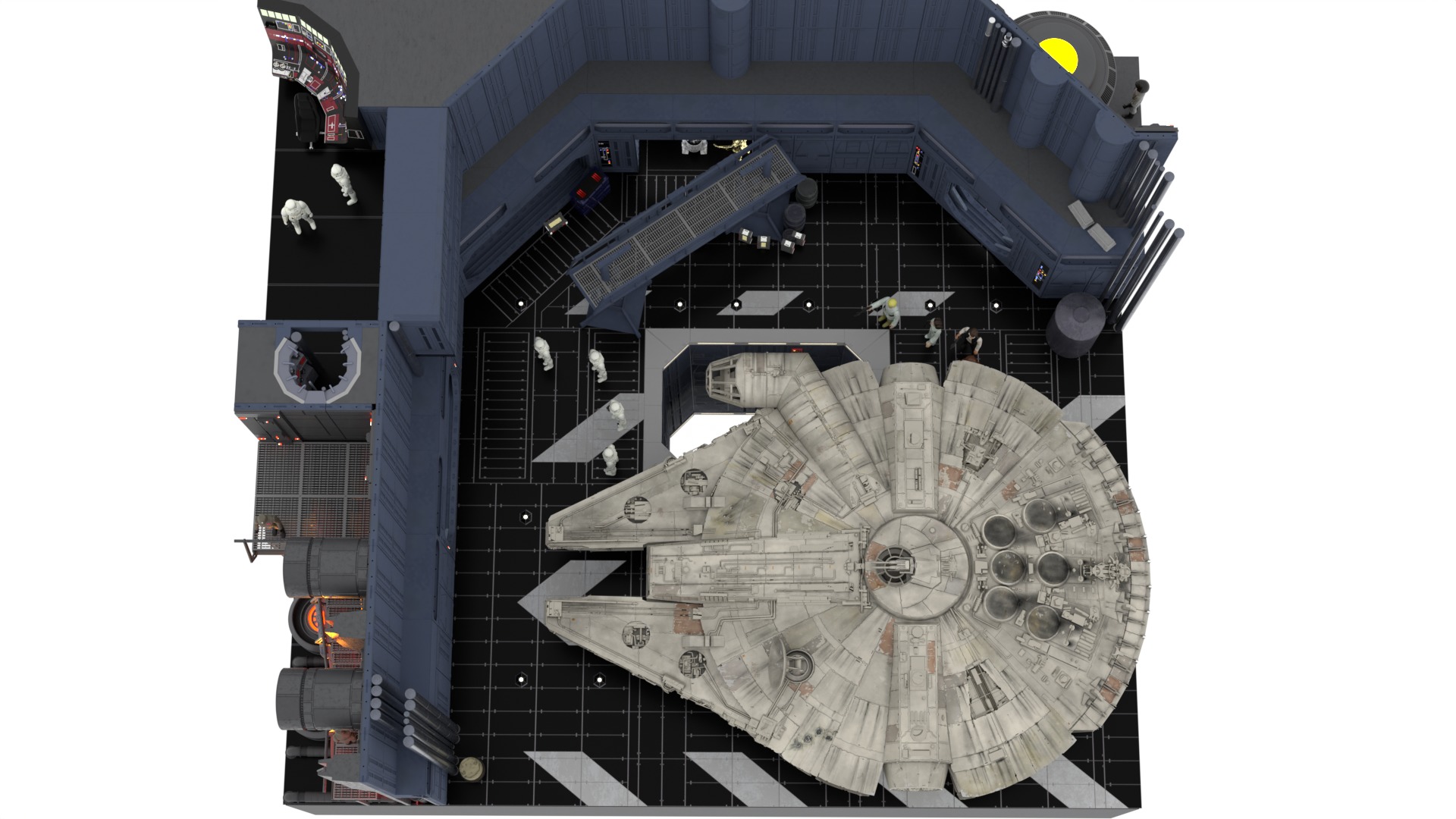 Set 1 - Death Star Docking bay 2037 1-18 scale Kenner Hasbro 3D Model Collection_19