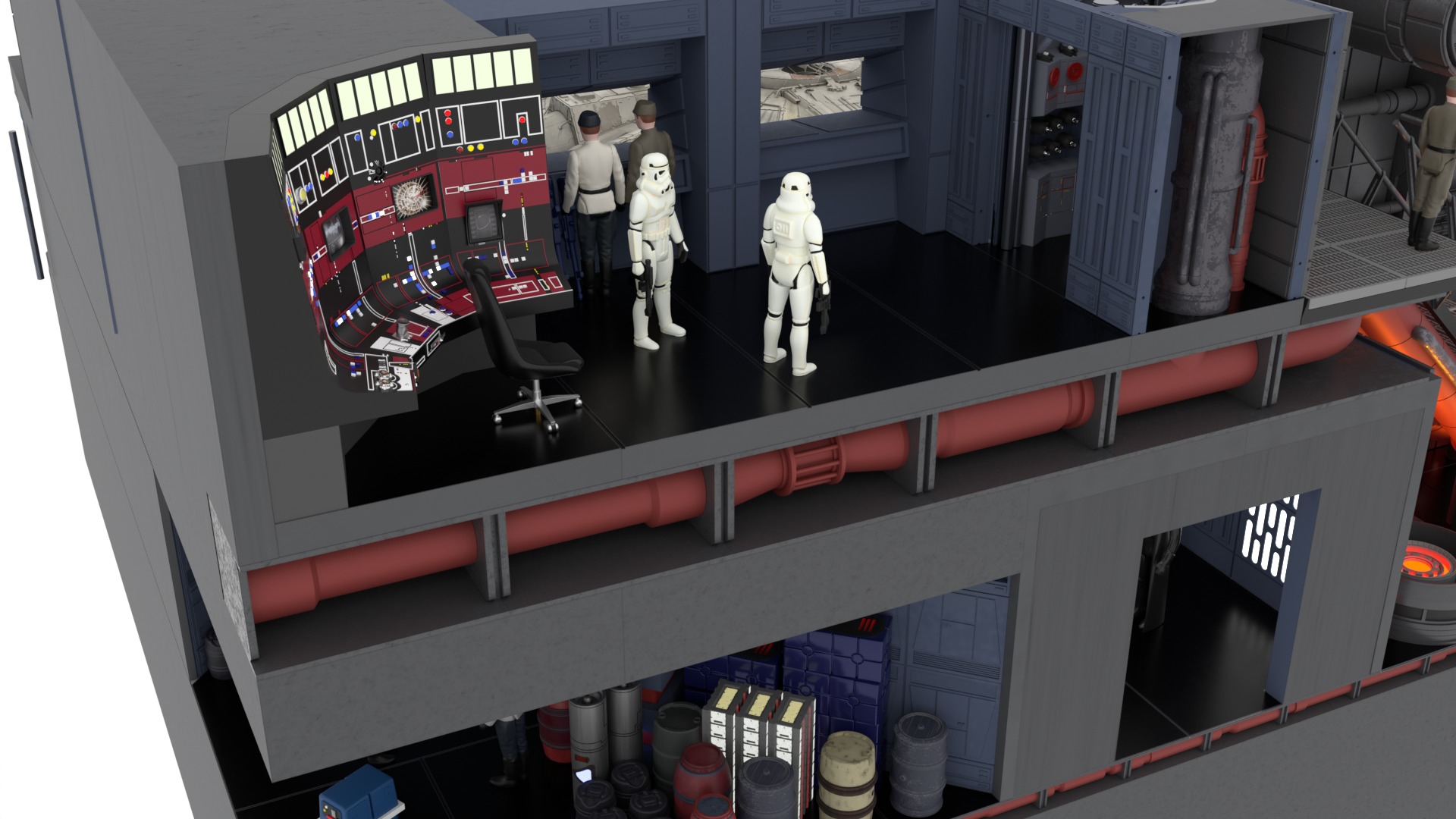 Set 1 - Death Star Docking bay 2037 1-18 scale Kenner Hasbro 3D Model Collection_25