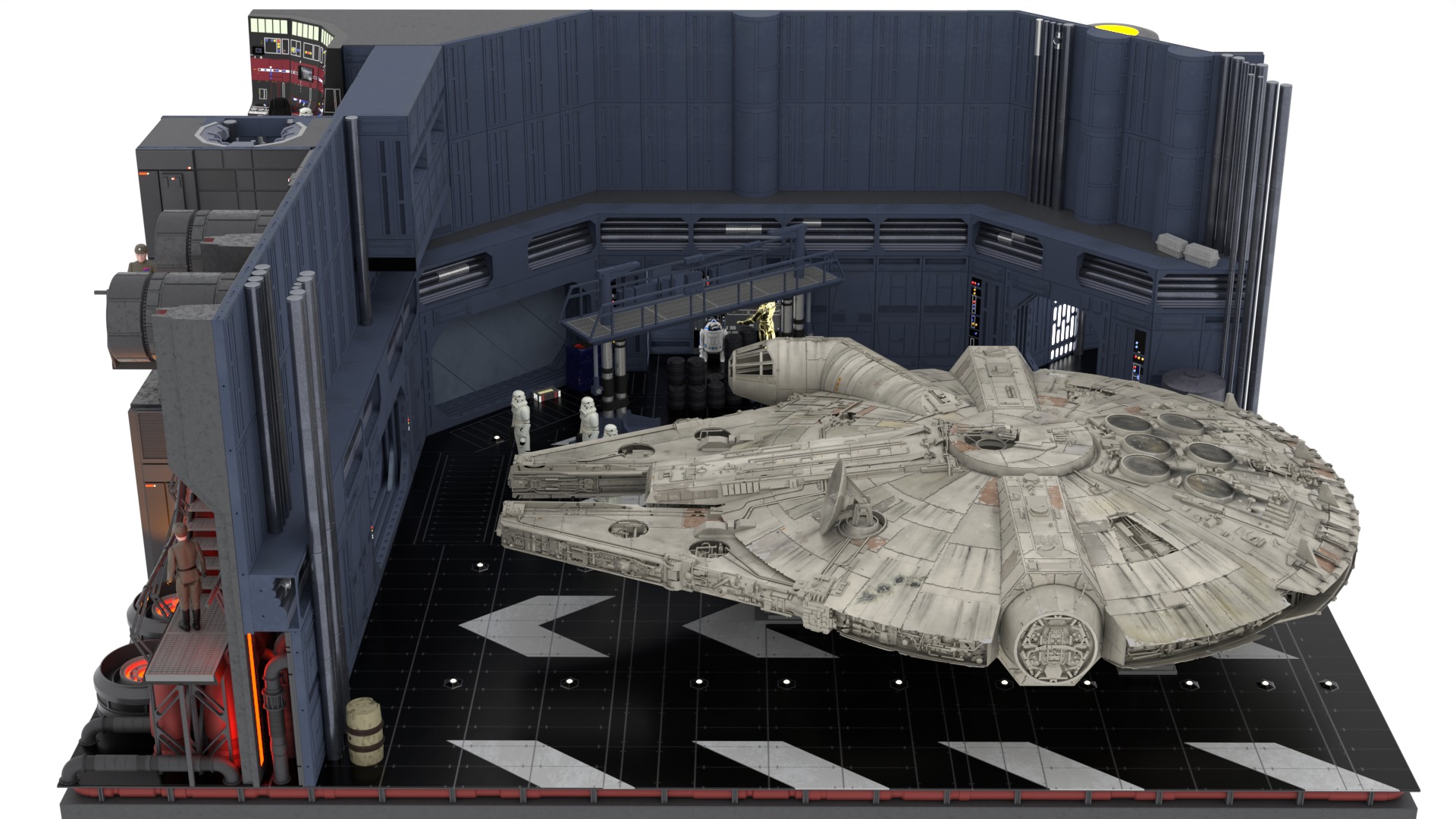 Set 1 - Death Star Docking bay 2037 1-18 scale Kenner Hasbro 3D Model Collection_18